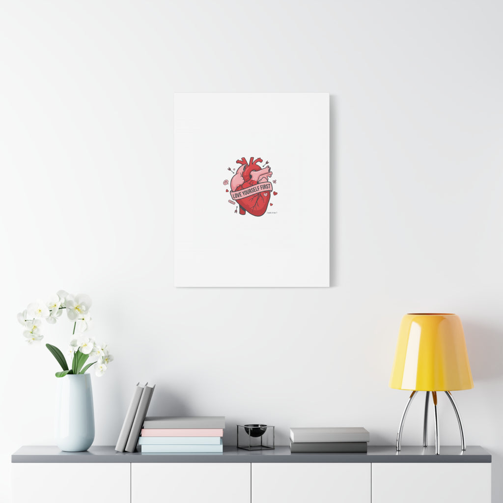 Love Yourself First Canvas, Hearts-with-a-Twist, Anti-Valentine Art
