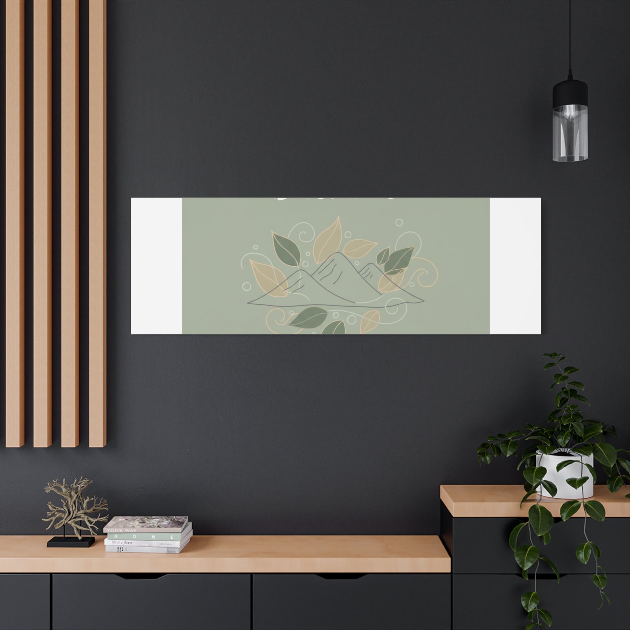 Breathe Mountain Line Canvas | Nature Symbols, Minimal Forest Wall Art