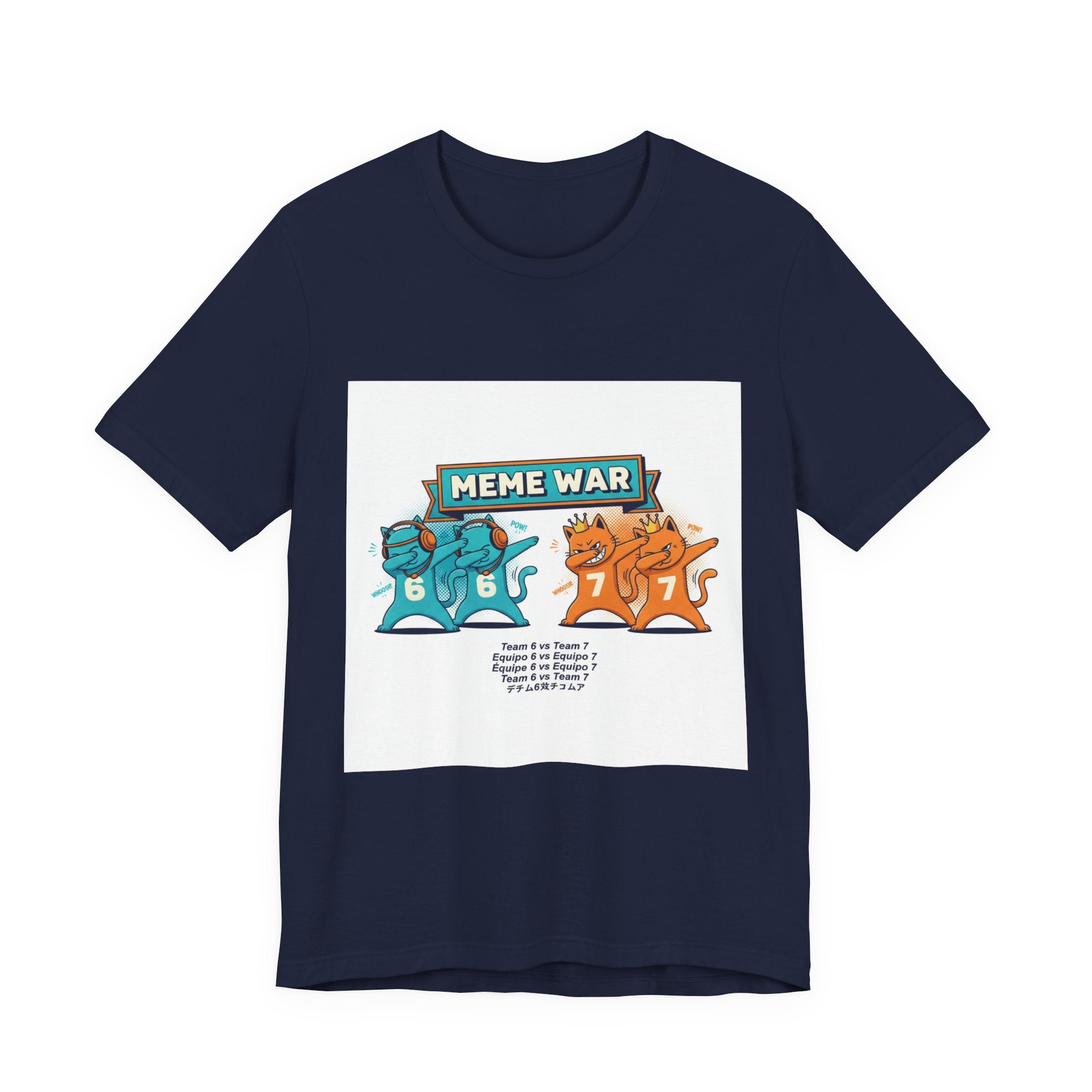 Meme War Cats Dabbing T-Shirt — Six vs. Seven Funny Graphic Tee