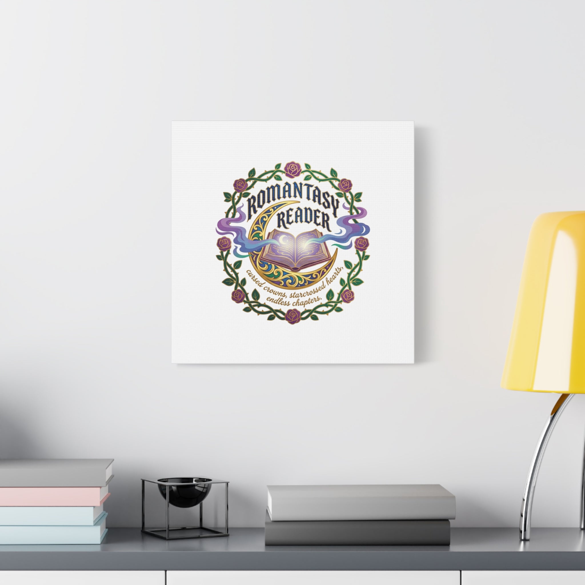 Romantasy Reader Canvas Print | enchanted bookish celestial gothic