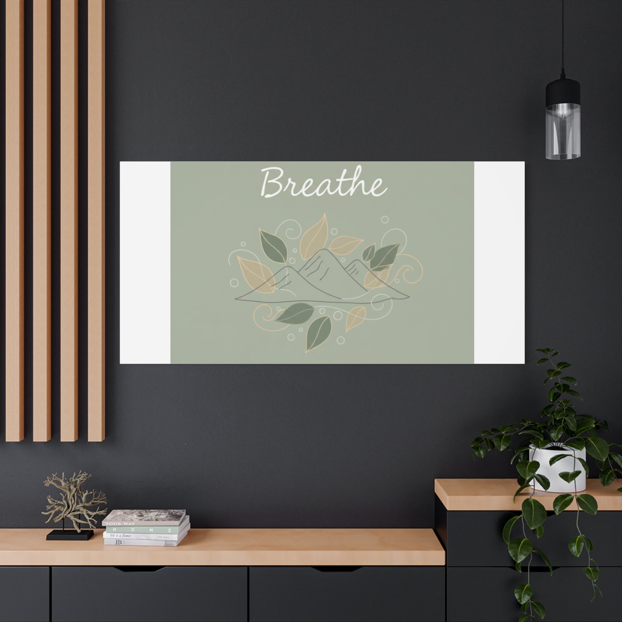 Breathe Mountain Line Canvas | Nature Symbols, Minimal Forest Wall Art