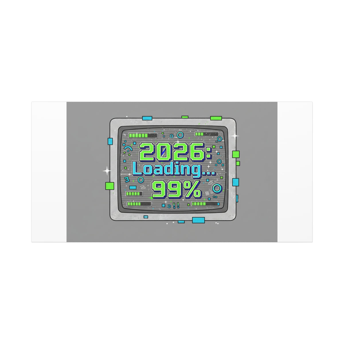 2026 Loading 99% Canvas | NYE countdown, retro system interface