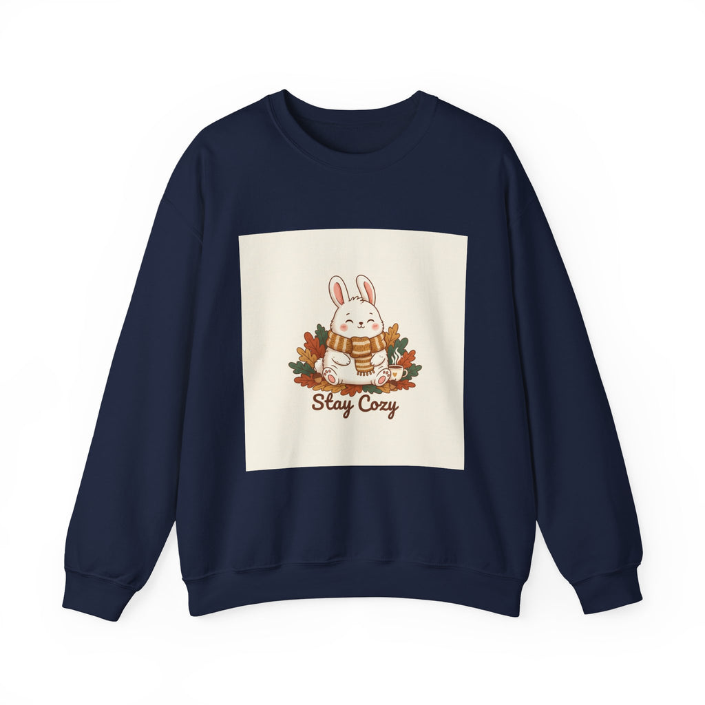 Stay Cozy Bunny sweatshirt | cute animal illustration, winter forest art