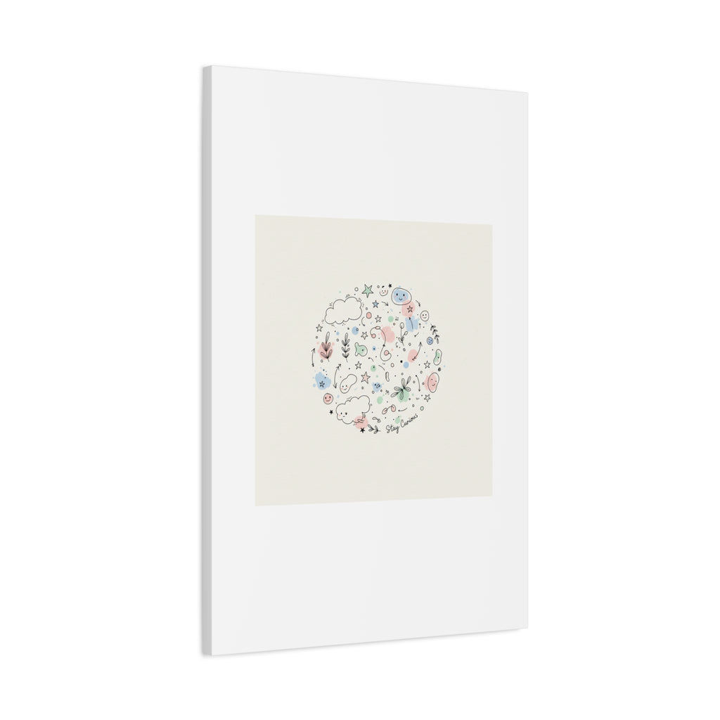 Doodle Circle Line Drawing Matte Canvas, Hand-Drawn Sketch Art