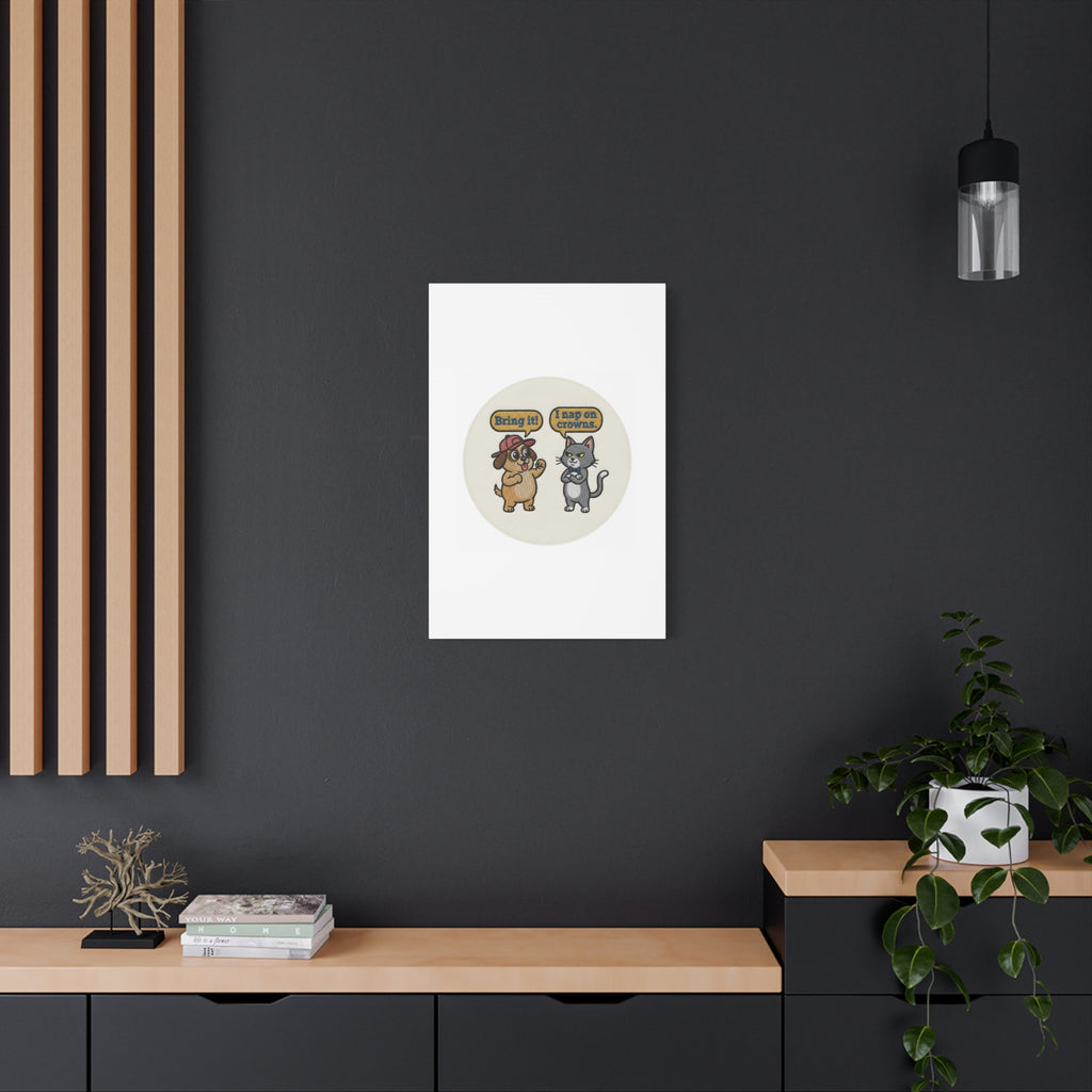 Funny Cat vs Dog Canvas | Pet Rivalry Wall Art