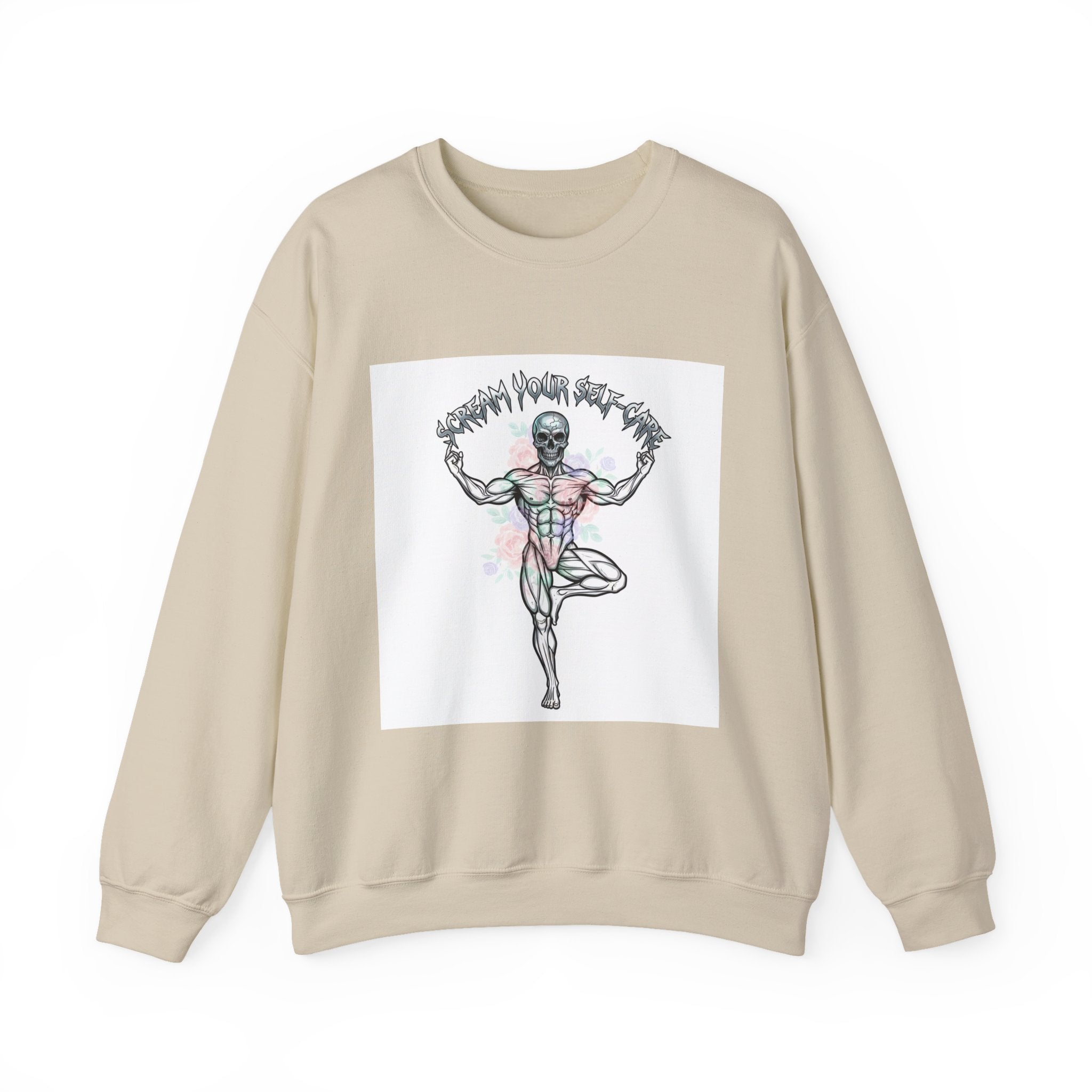 Loud Self-Care Metal Font Crewneck | gothic wellness quote, edgy self-care merch