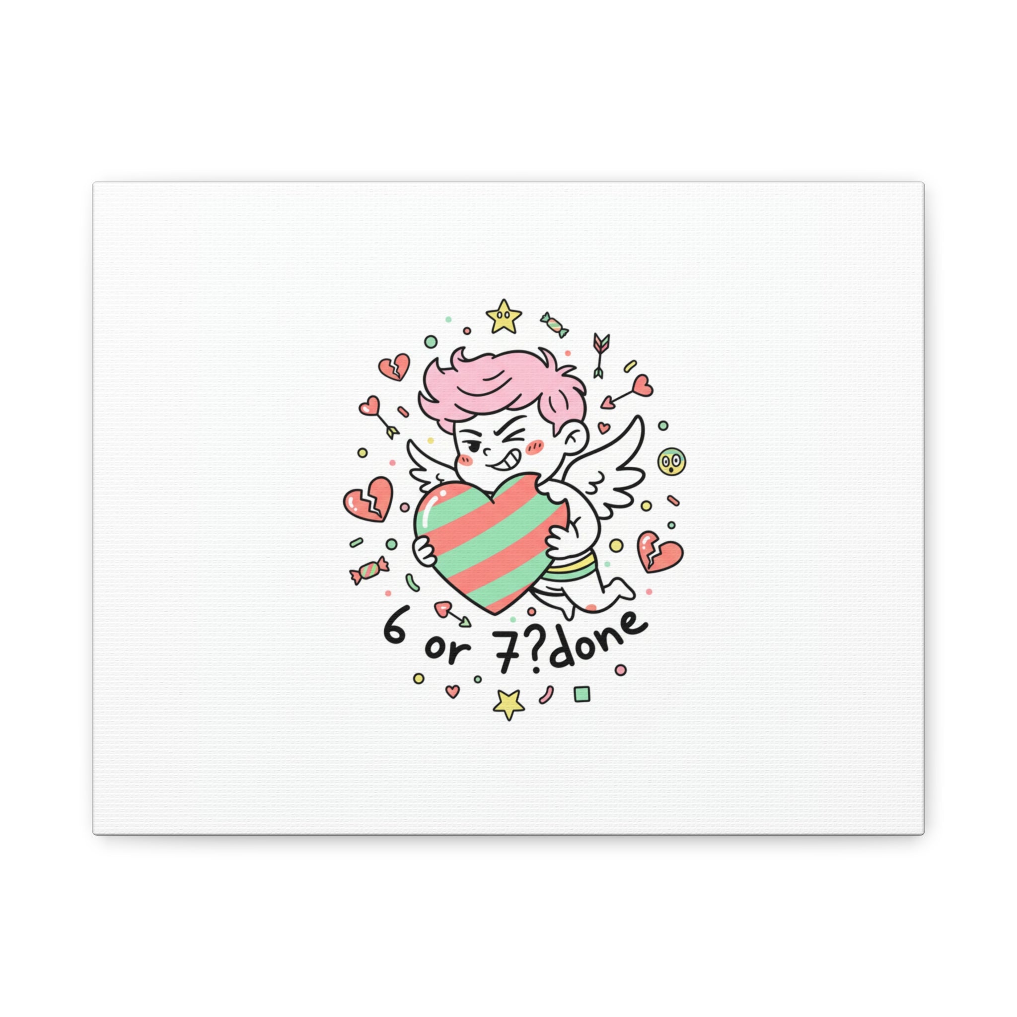 Weird Cupid heart illustration Canvas | Weird Valentine, quirky chaotic love