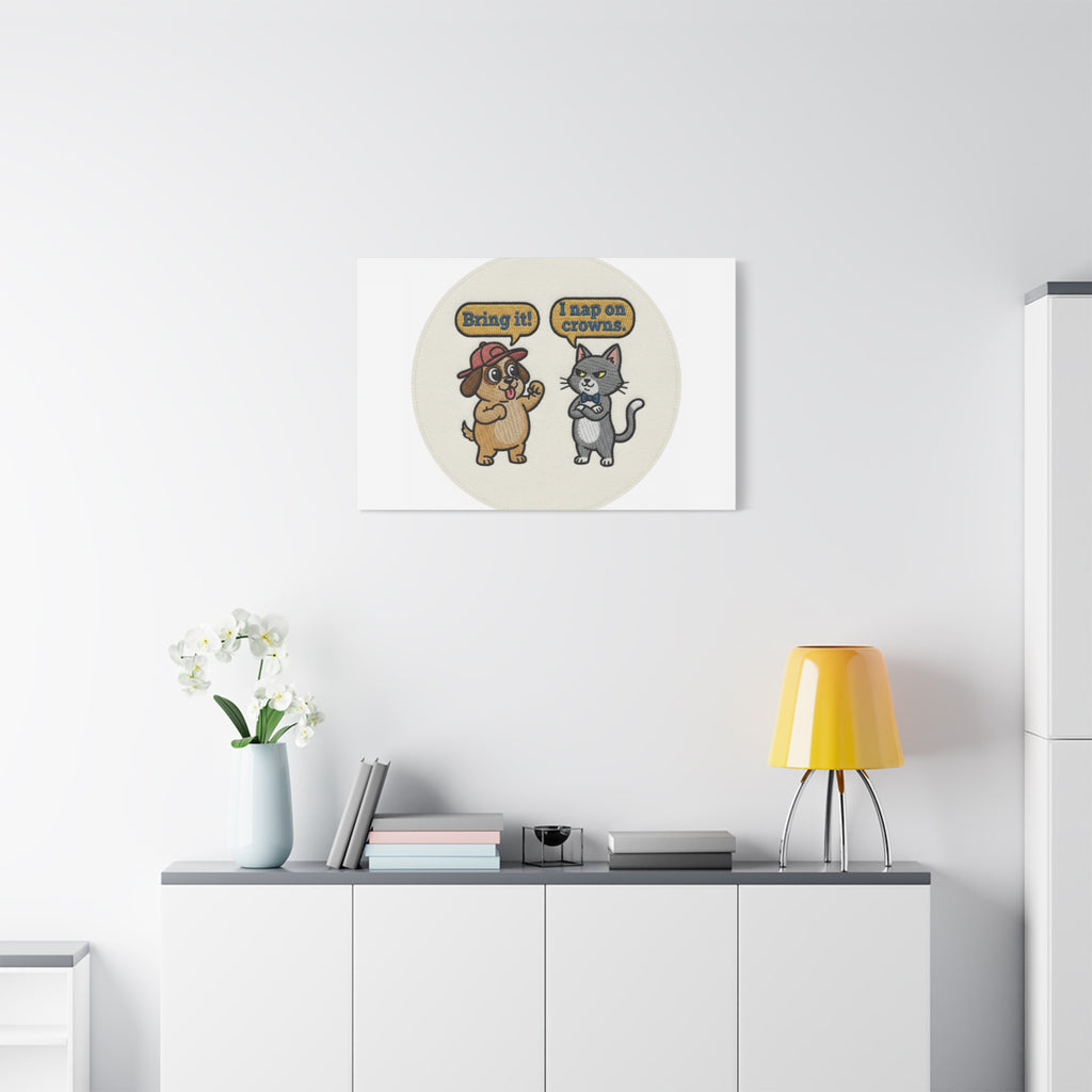 Funny Cat vs Dog Canvas | Pet Rivalry Wall Art