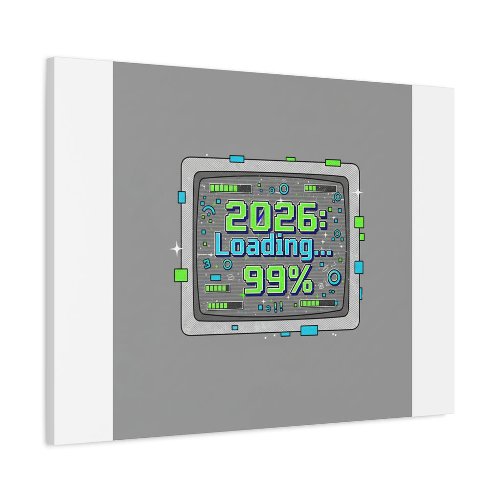 2026 Loading 99% Canvas | NYE countdown, retro system interface