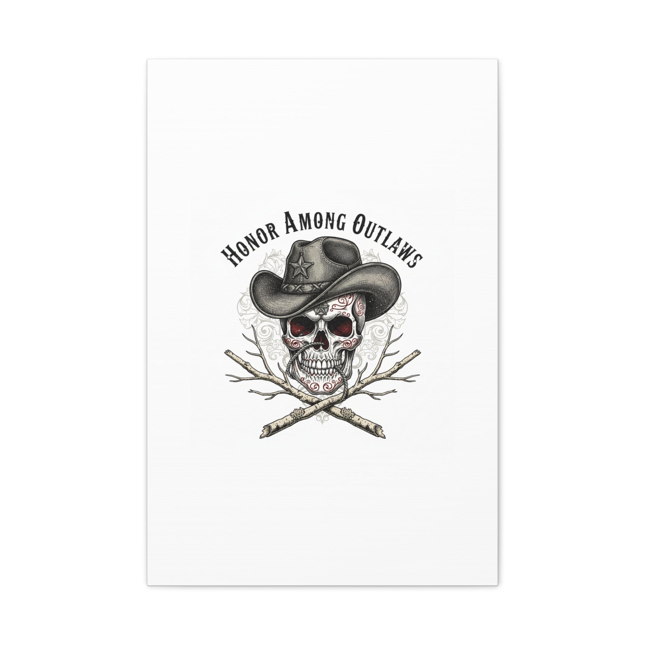 Honor Among Outlaws Canvas | Western Skull Art, Gothic Americana Desert Noir