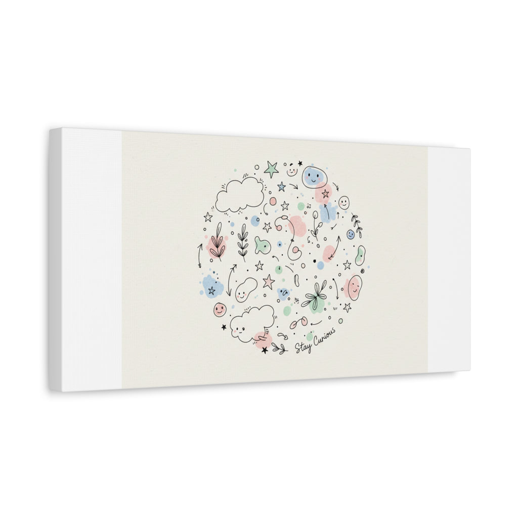 Doodle Circle Line Drawing Matte Canvas, Hand-Drawn Sketch Art