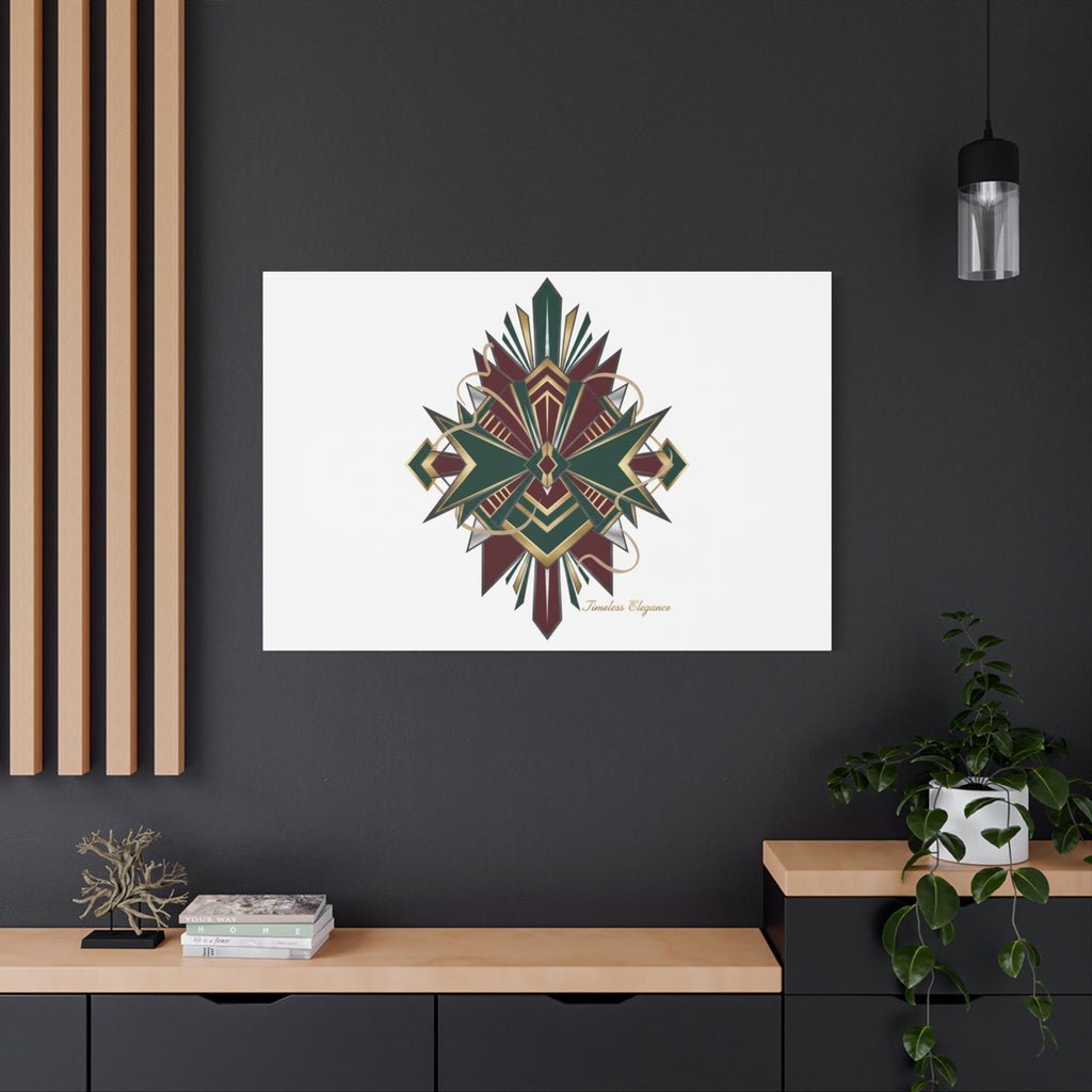 Art Deco geometric brass print Canvas | Neo-Deco chrome & gold fan motif