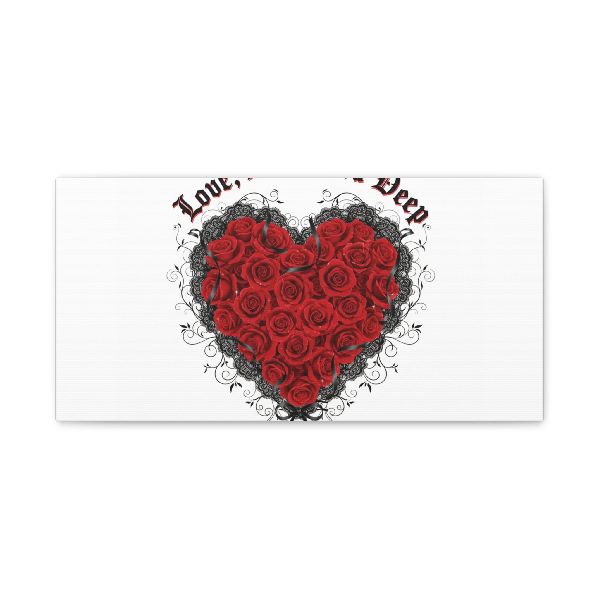 Love Dark and Deep Heart Canvas, Nu Romantic Gothic Romance, 80s Nostalgia