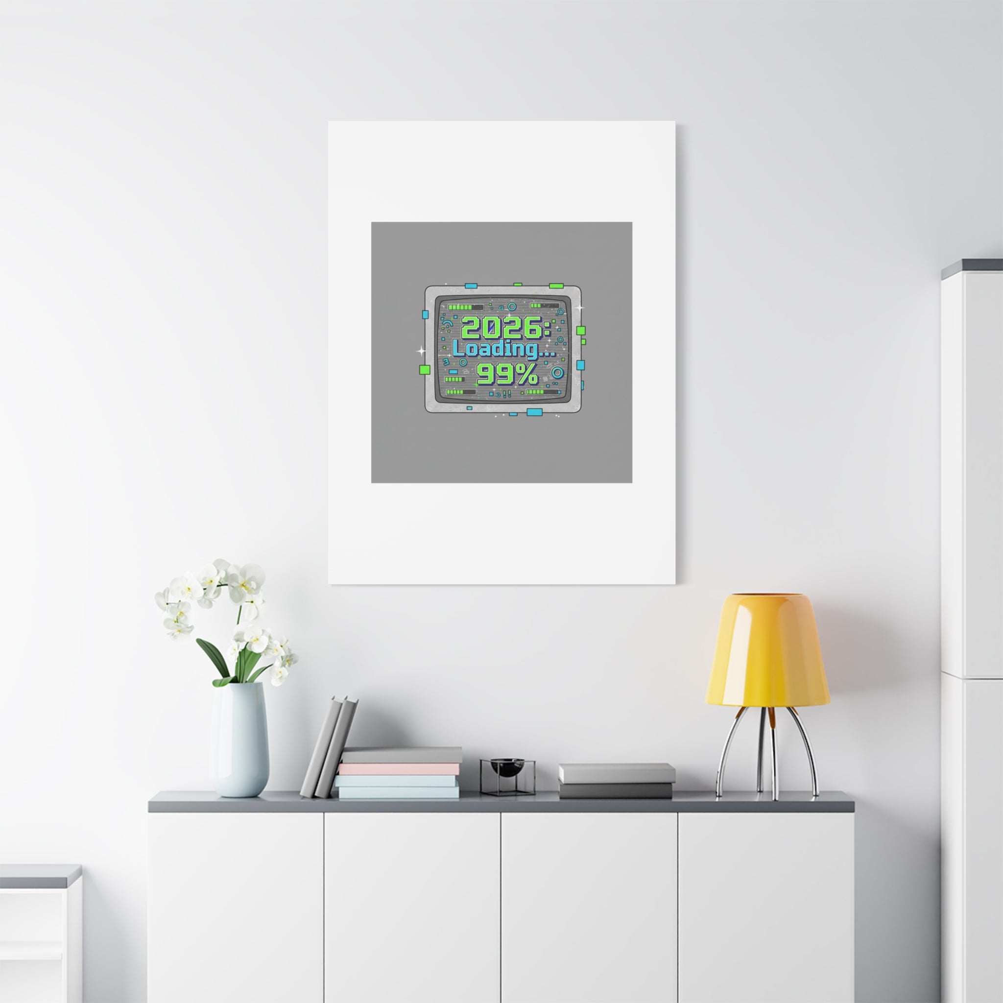 2026 Loading 99% Canvas | NYE countdown, retro system interface