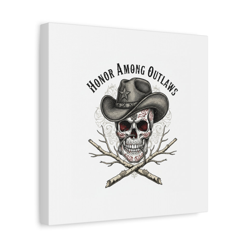 Honor Among Outlaws Canvas | Western Skull Art, Gothic Americana Desert Noir
