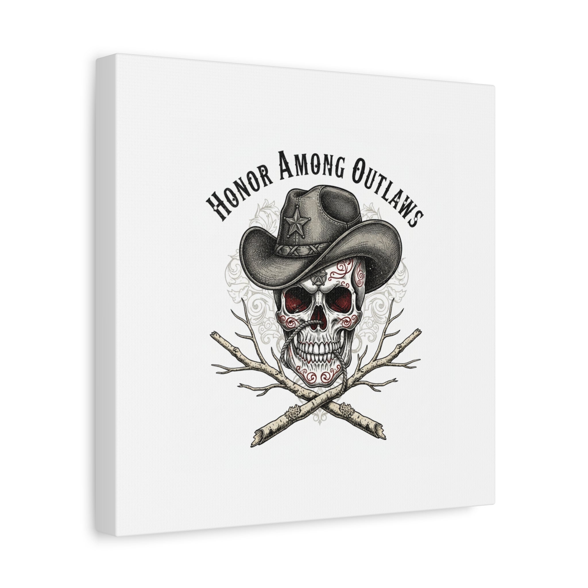 Honor Among Outlaws Canvas | Western Skull Art, Gothic Americana Desert Noir