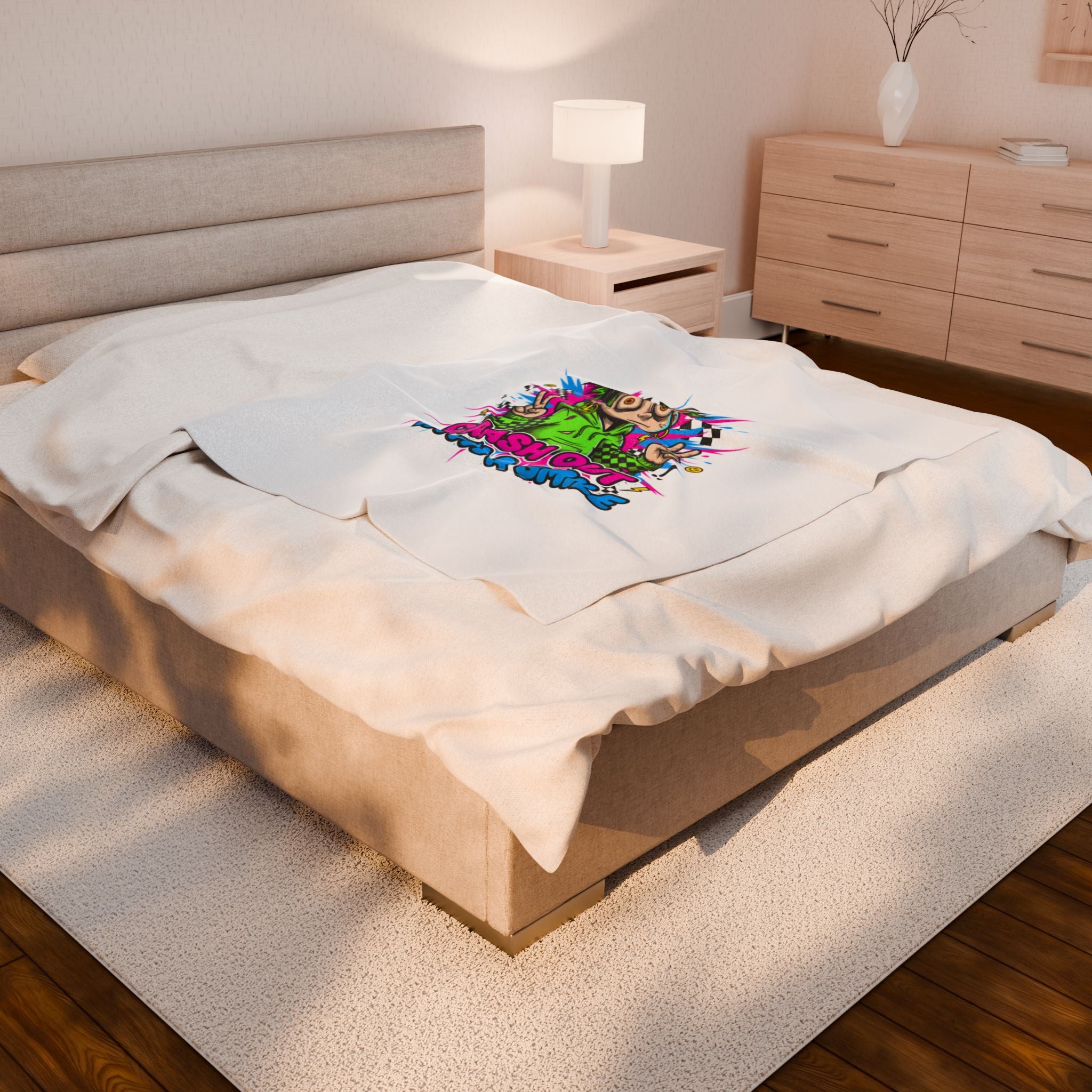 Crash Out With a Smile Velveteen Blanket | Crash Out, Neon Graffiti
