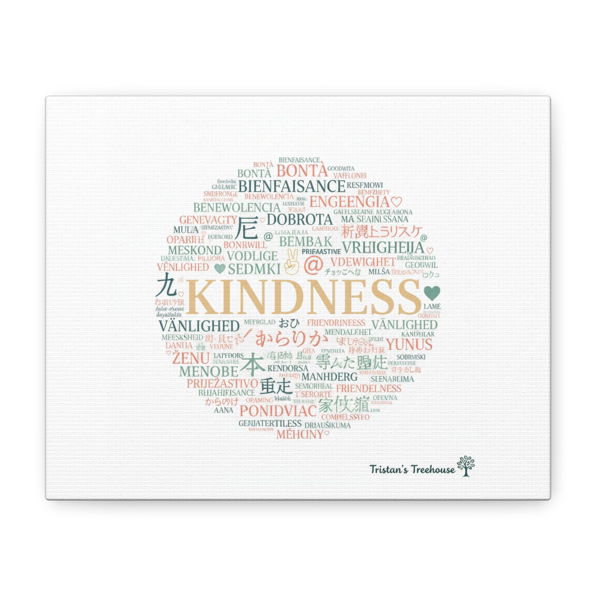 Kindness Word Cloud Canvas | Fresh Start Minimalist Wall Art