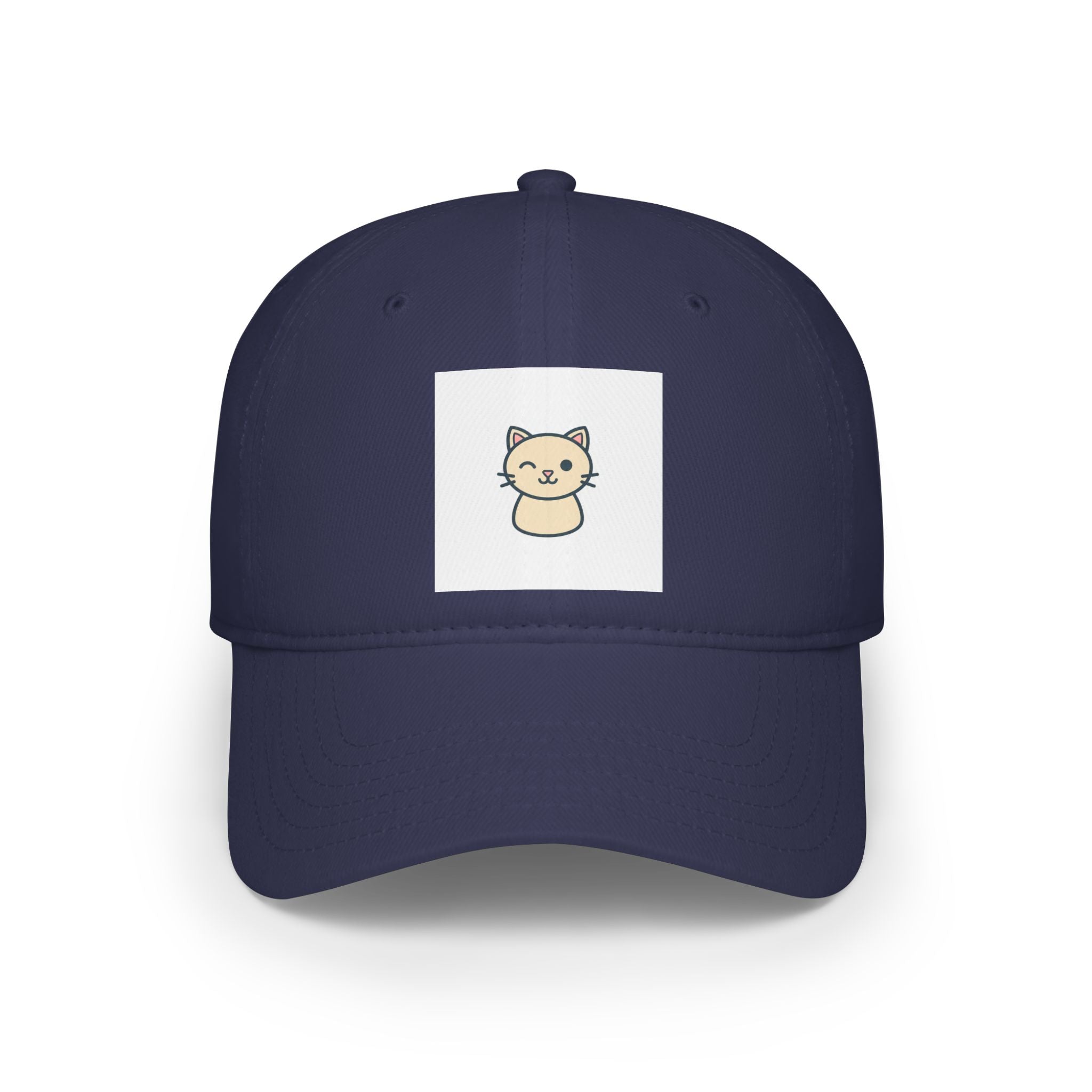 Cute Cat Patch Baseball Cap — Minimalist Kitten Embroidered Hat