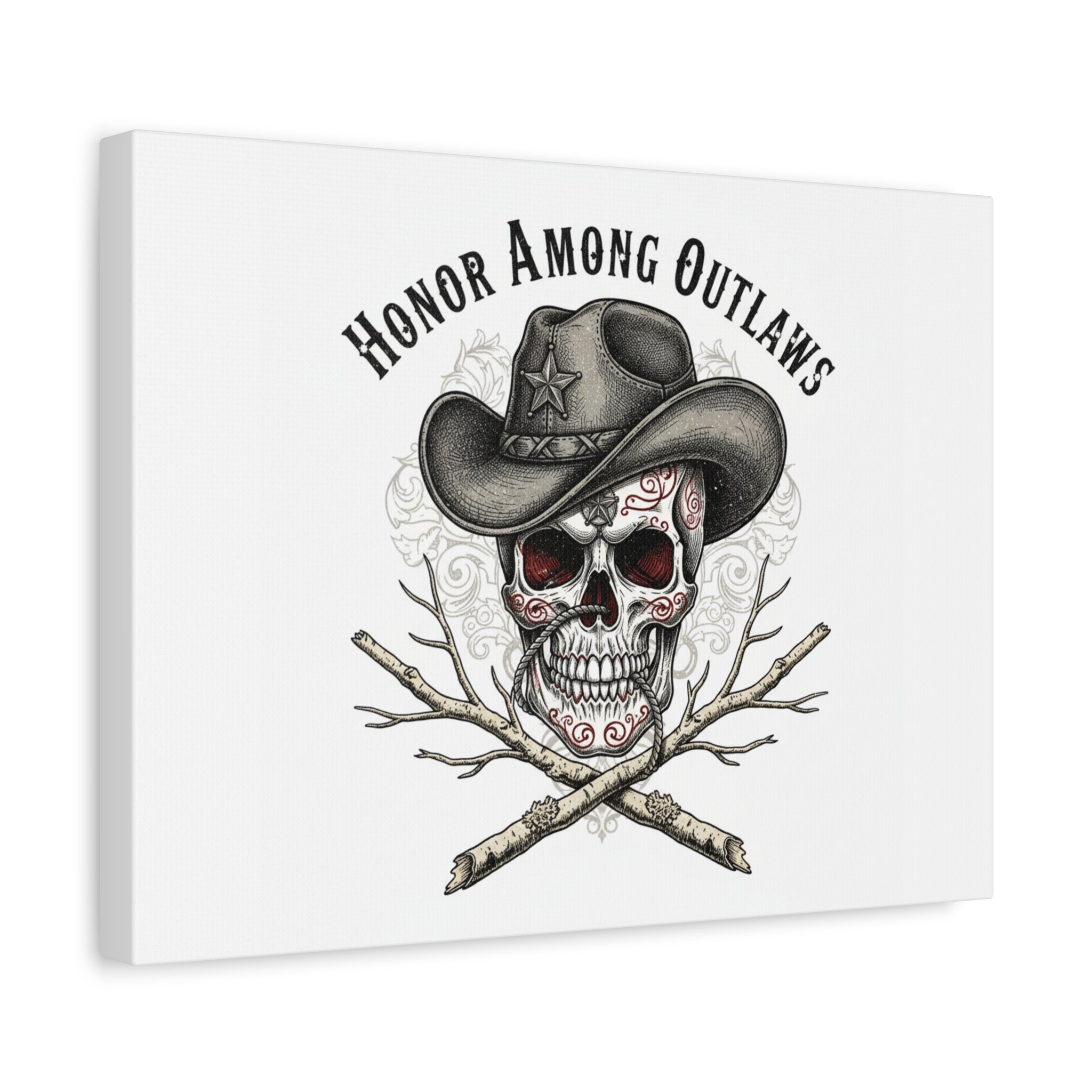 Honor Among Outlaws Canvas | Western Skull Art, Gothic Americana Desert Noir