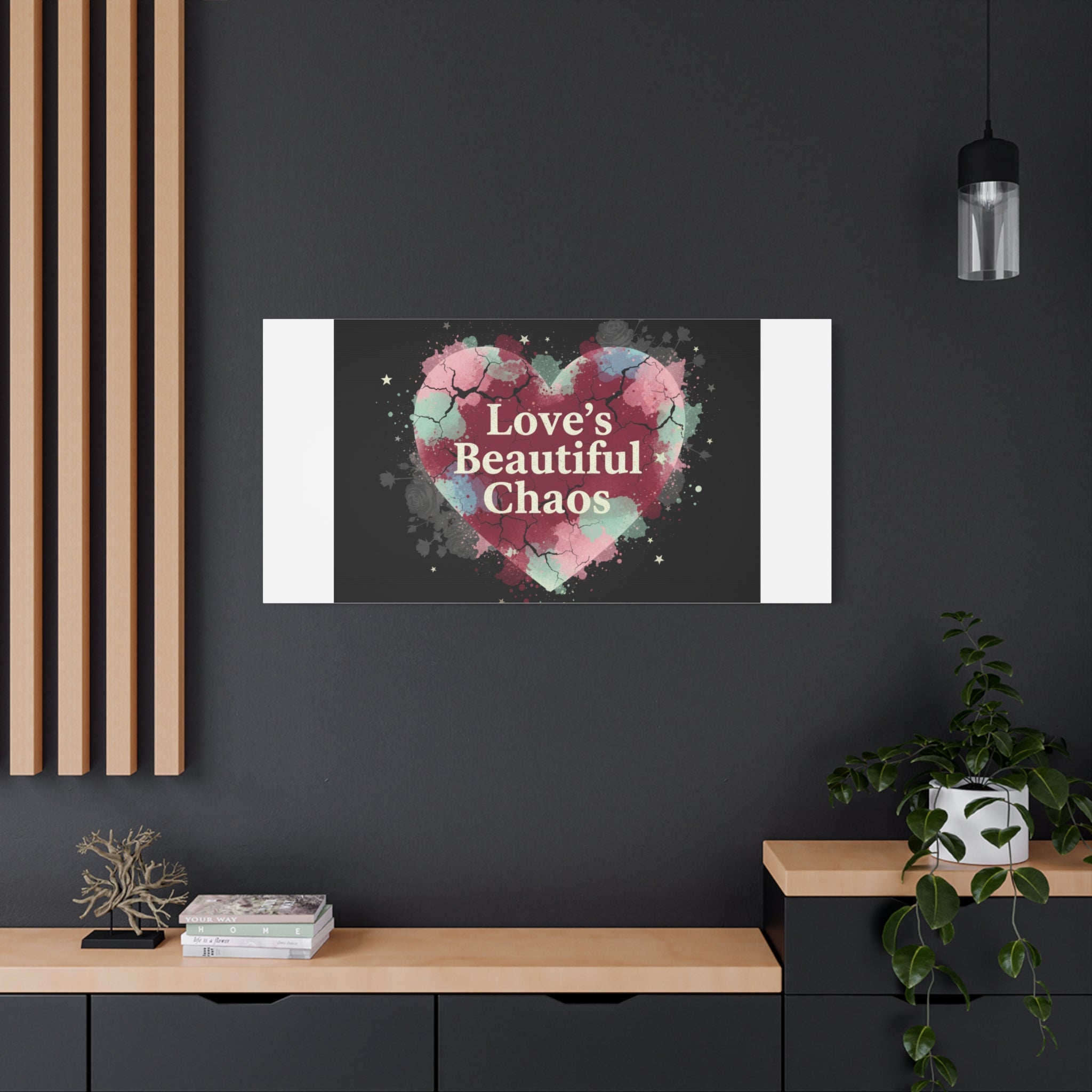 Love's Beautiful Chaos Canvas Print | Soft Grunge Hearts, Distressed Heart Art