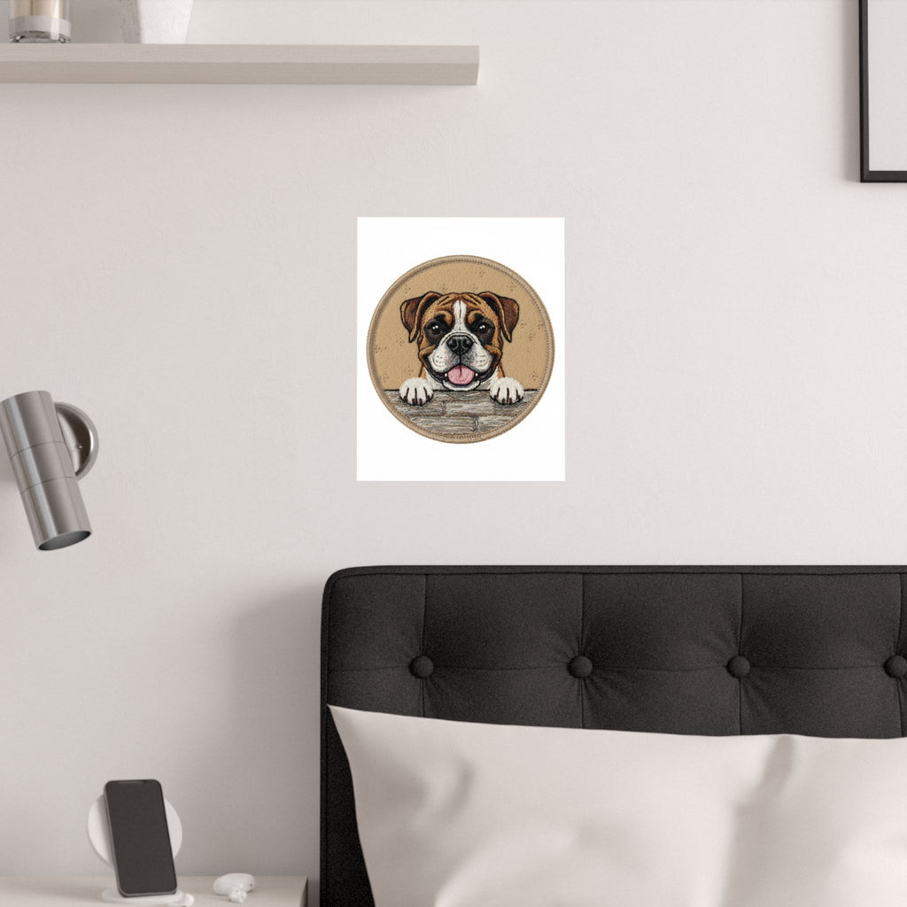 Boxer Dog Satin Poster — Cute Smiling Pup Wall Art