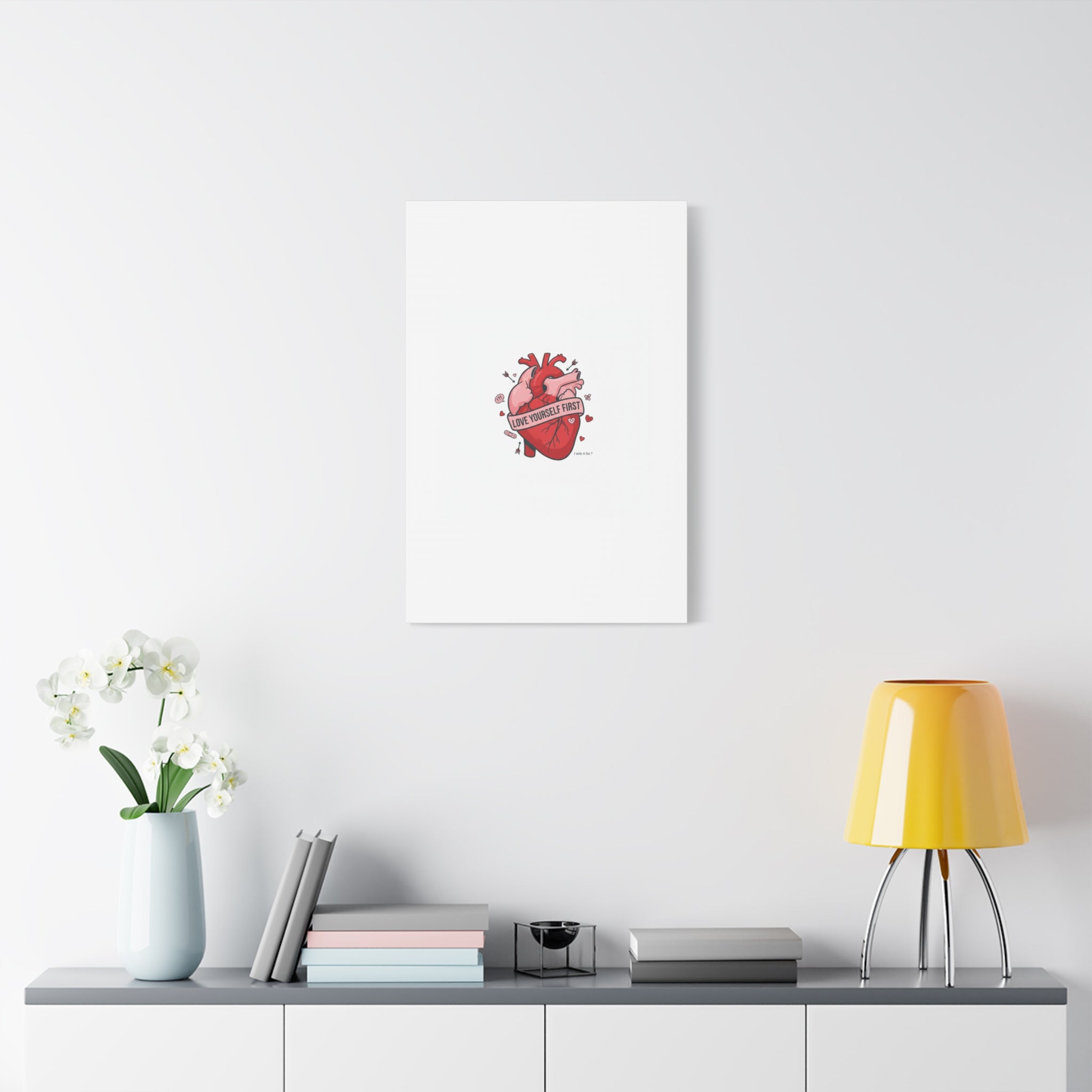 Love Yourself First Canvas, Hearts-with-a-Twist, Anti-Valentine Art