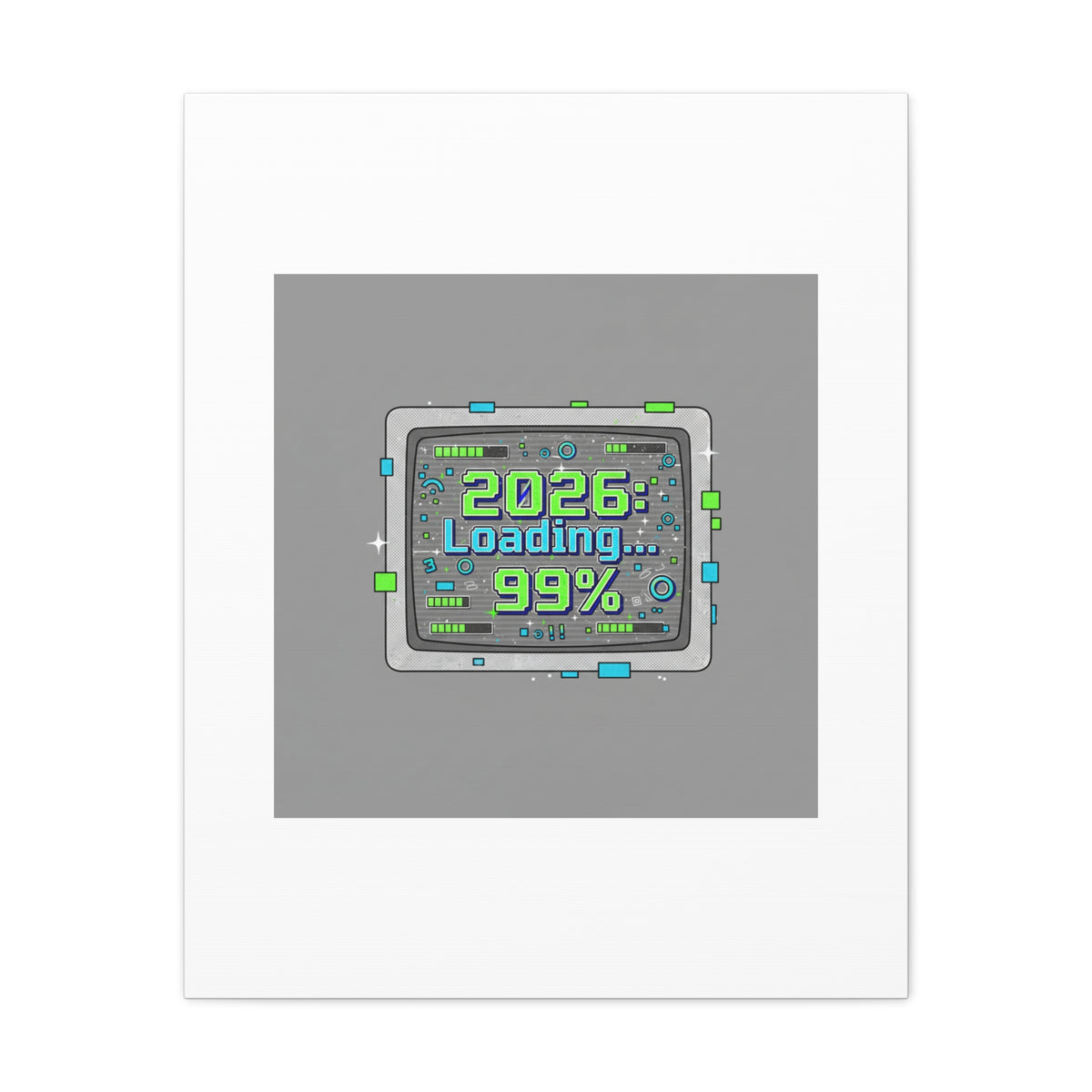 2026 Loading 99% Canvas | NYE countdown, retro system interface