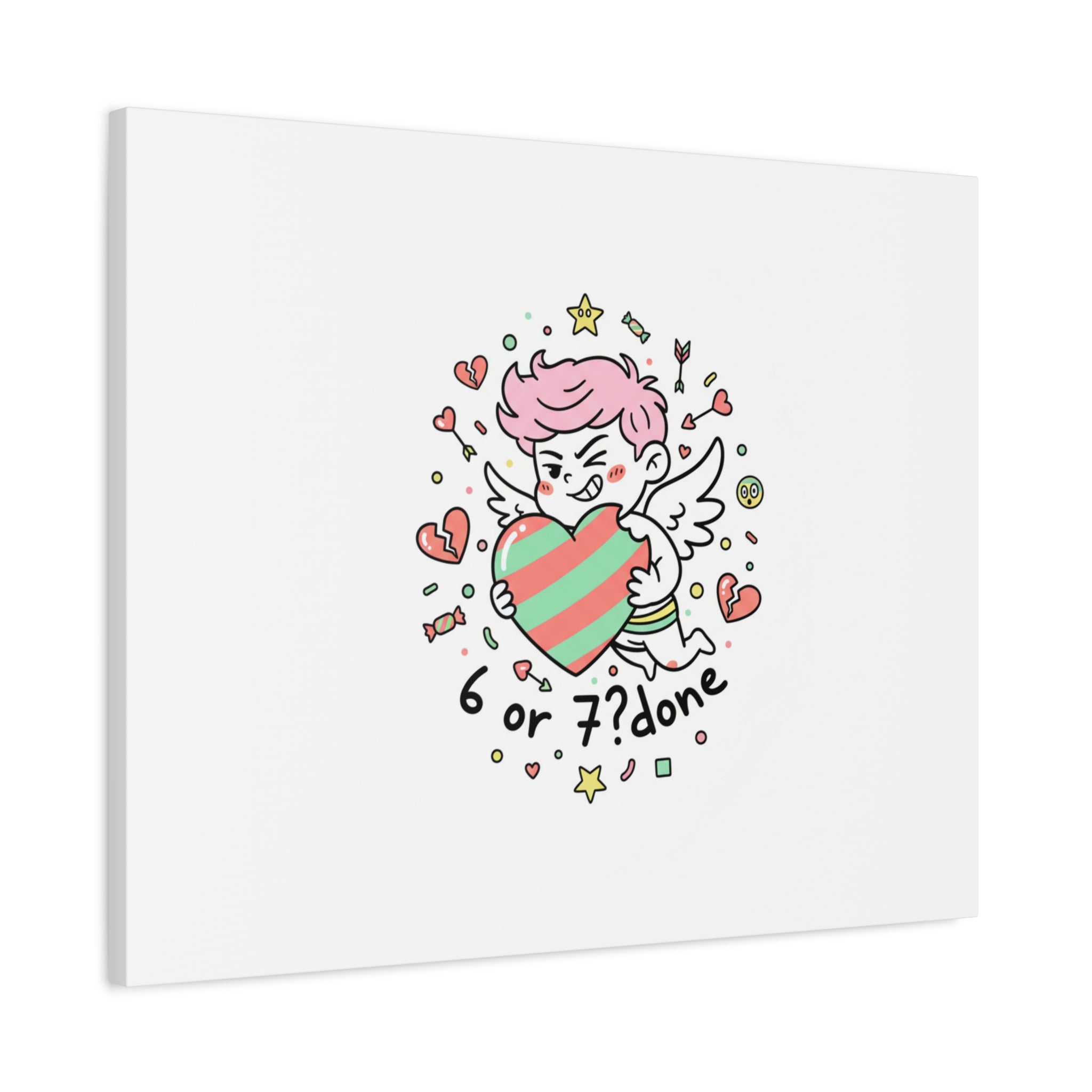 Weird Cupid heart illustration Canvas | Weird Valentine, quirky chaotic love