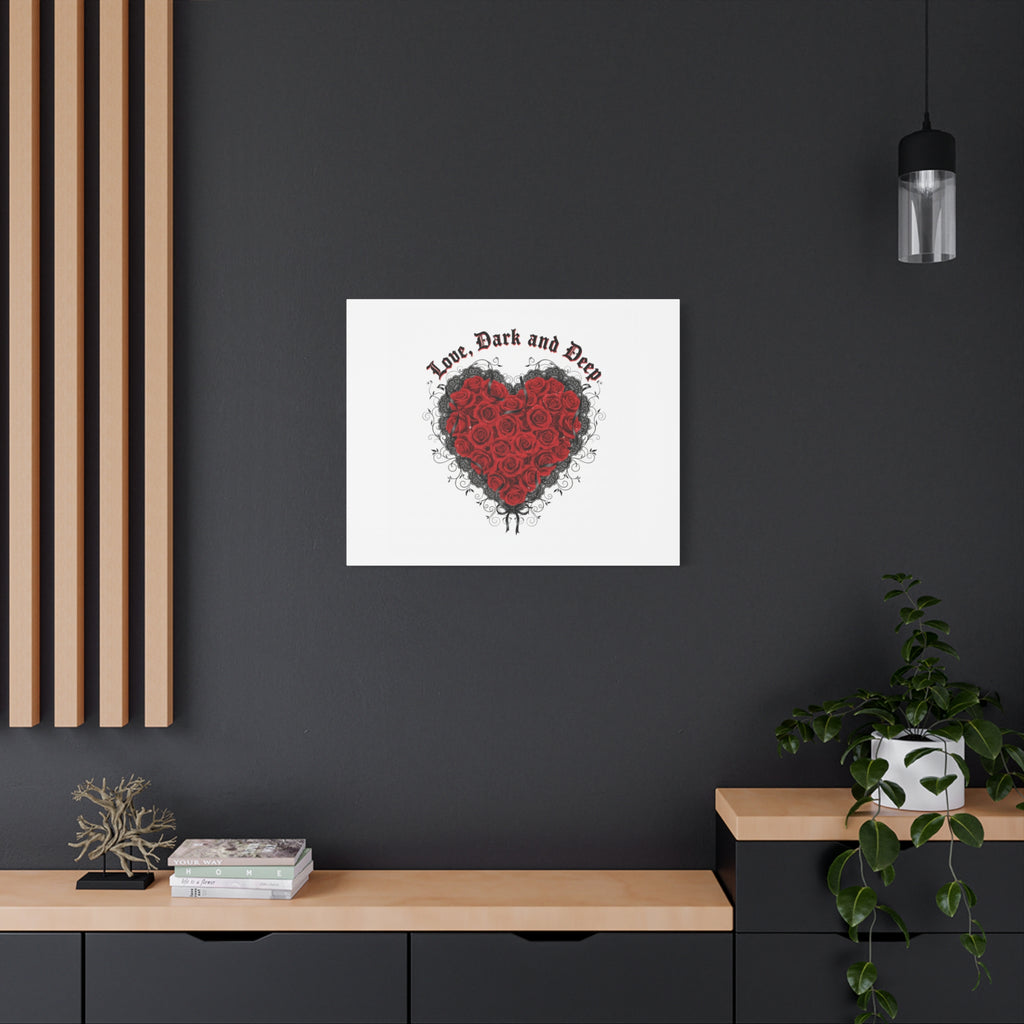Love Dark and Deep Heart Canvas, Nu Romantic Gothic Romance, 80s Nostalgia