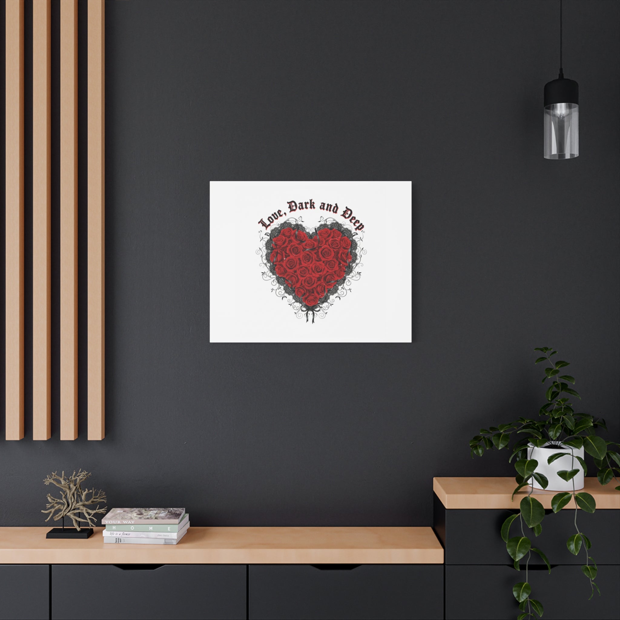 Love Dark and Deep Heart Canvas, Nu Romantic Gothic Romance, 80s Nostalgia