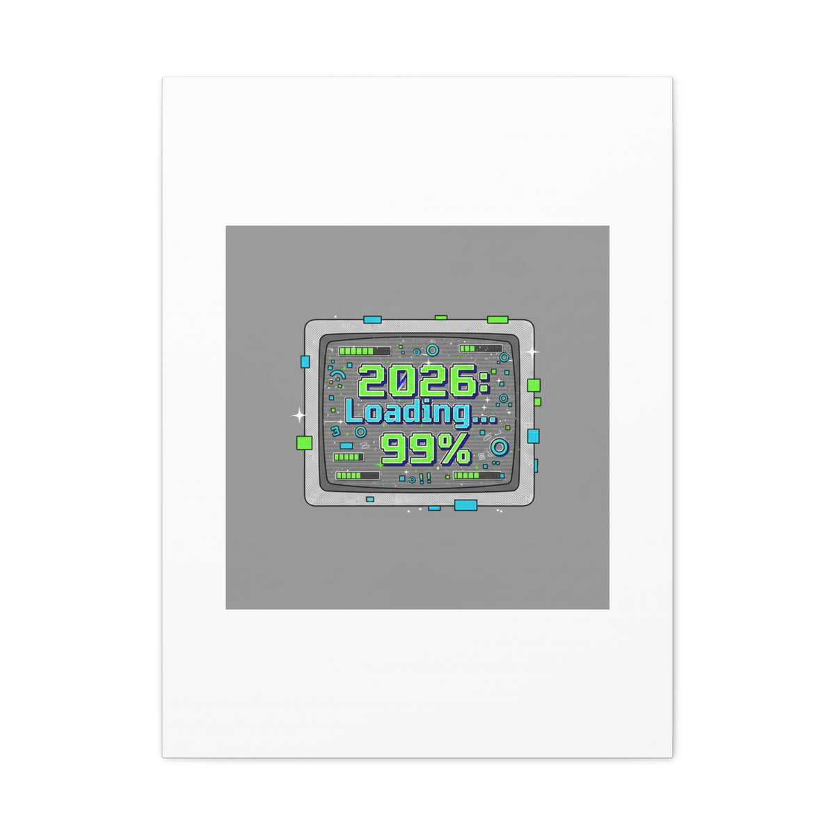 2026 Loading 99% Canvas | NYE countdown, retro system interface