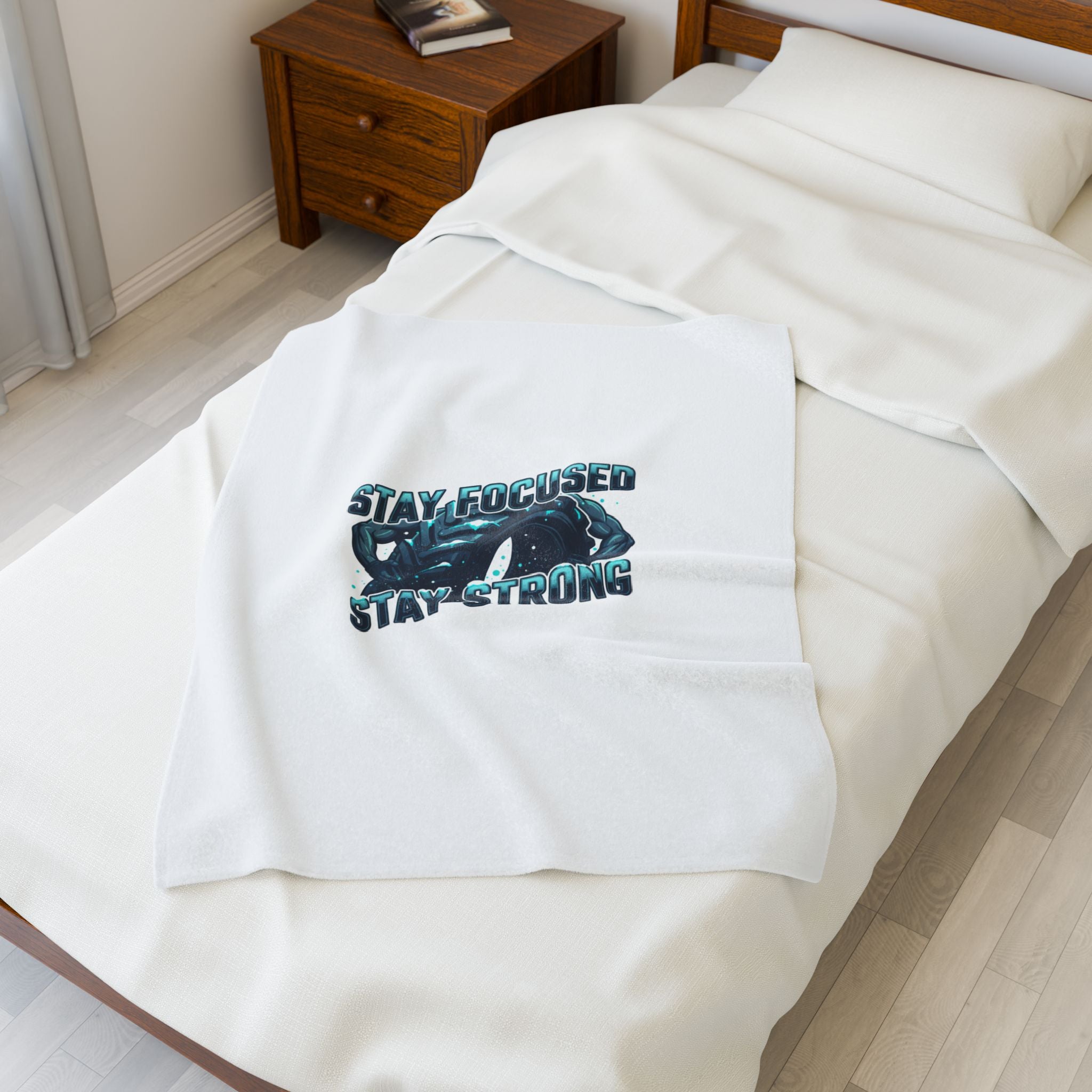 Stay Focused Stay Strong Velveteen Blanket | winter workout, gym motivation