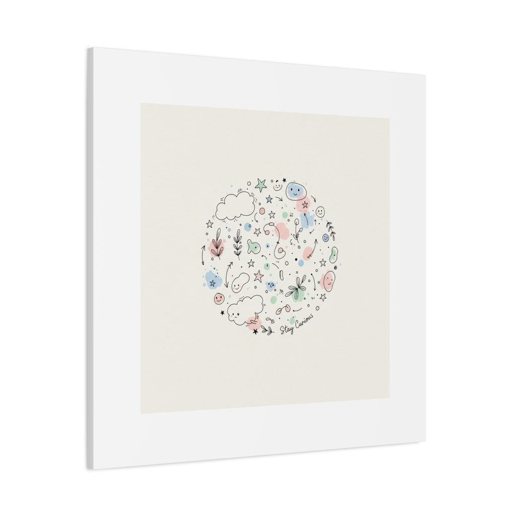 Doodle Circle Line Drawing Matte Canvas, Hand-Drawn Sketch Art