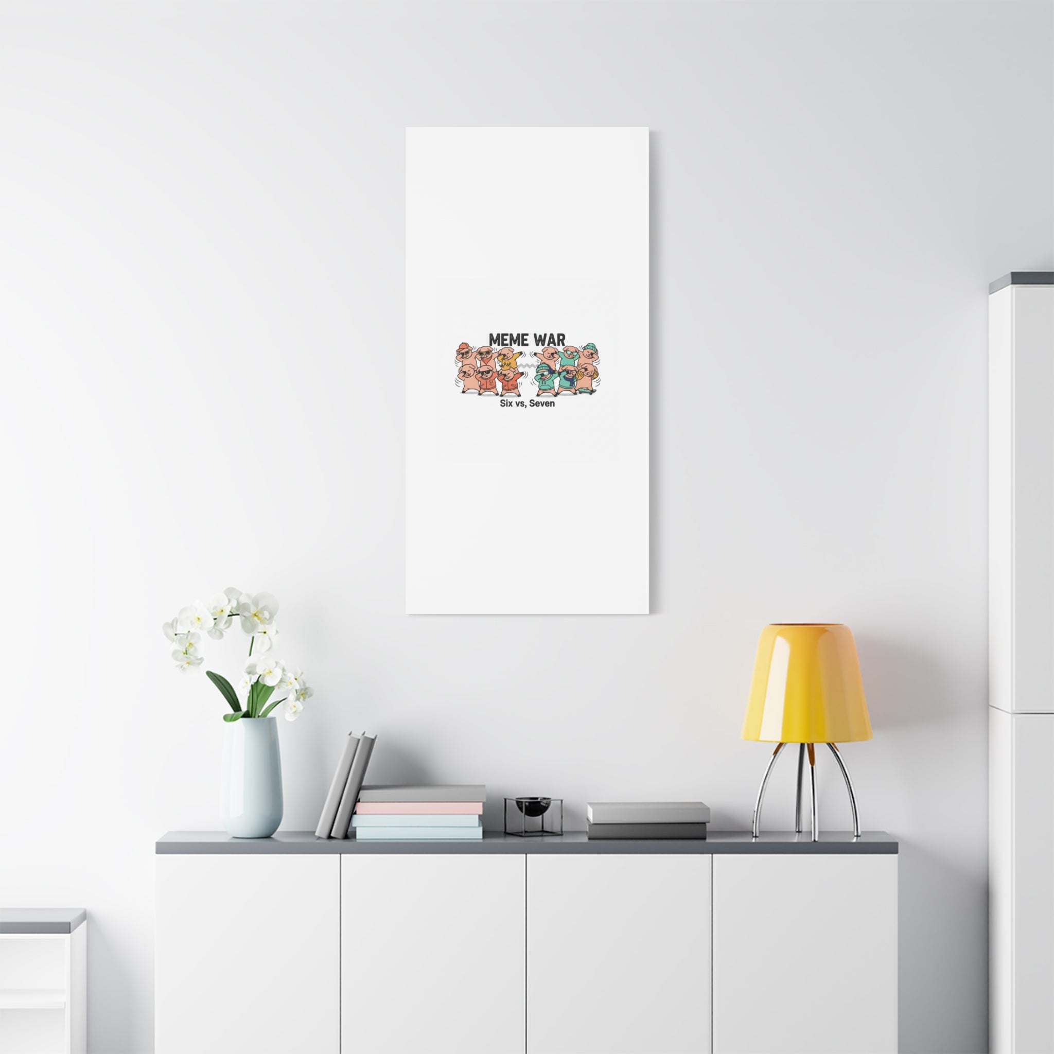 Meme War: Six vs. Seven Canvas Wall Art