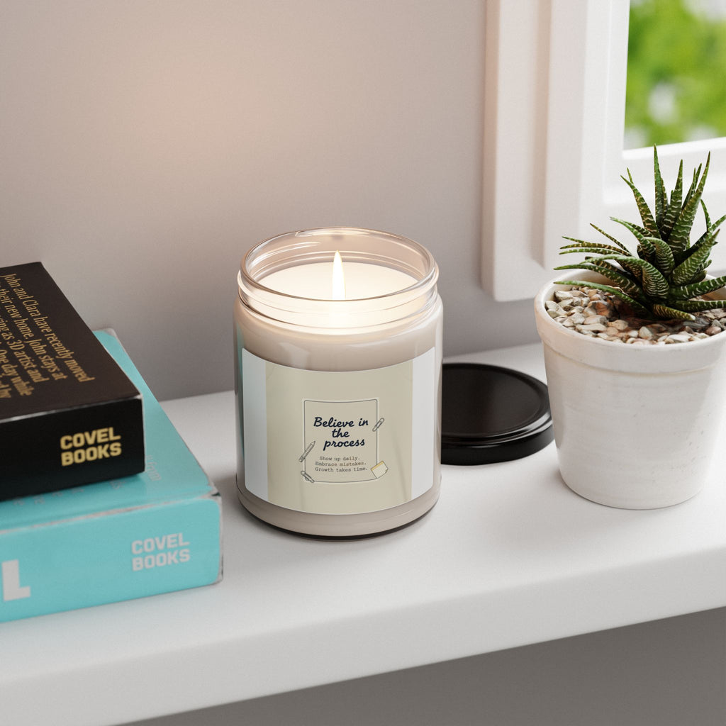 Believe in the Process Candle | Note to Self soy candle, paper note design