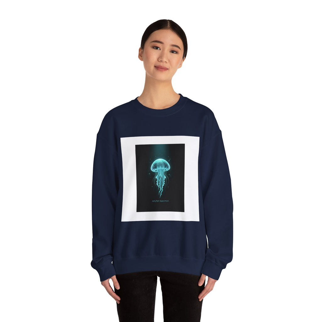 Bioluminescent Jellyfish Crewneck Sweatshirt | neon jelly print, deep-sea aesthetic