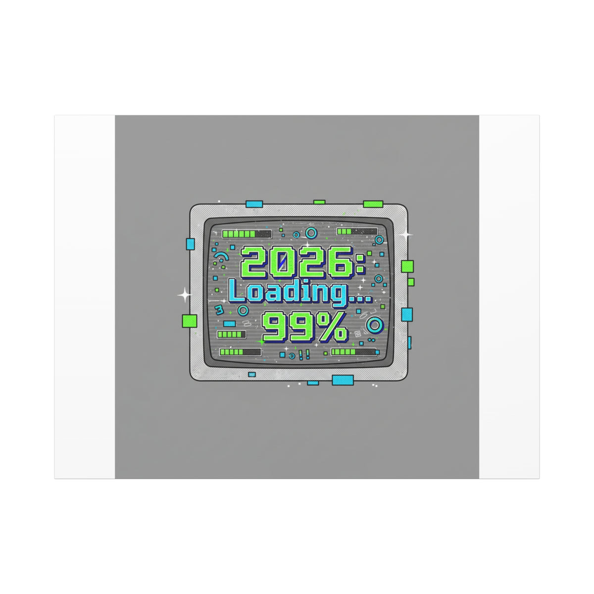 2026 Loading 99% Canvas | NYE countdown, retro system interface