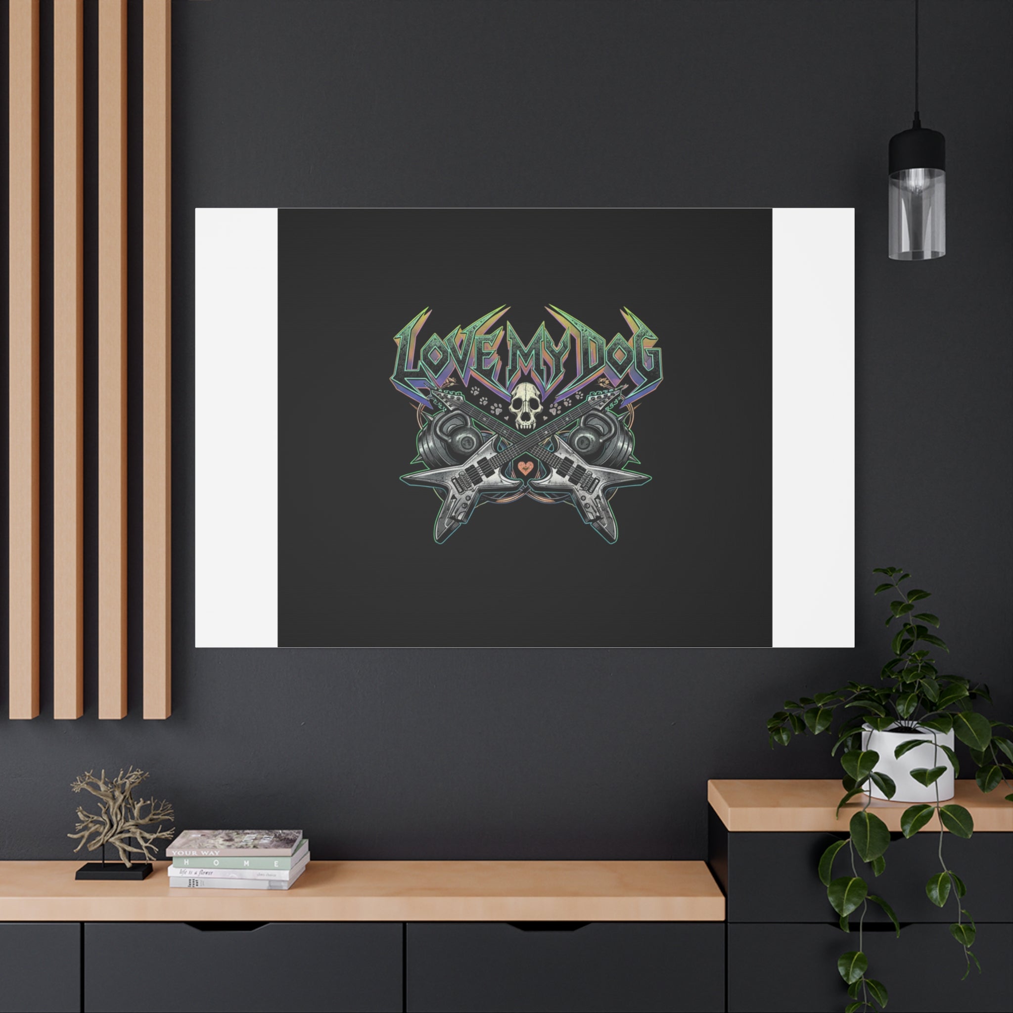 Love My Dog metal font Canvas | gothic wellness quote, edgy self-care merch