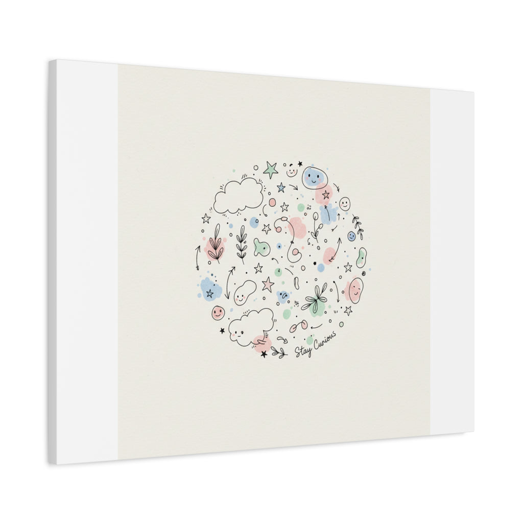 Doodle Circle Line Drawing Matte Canvas, Hand-Drawn Sketch Art