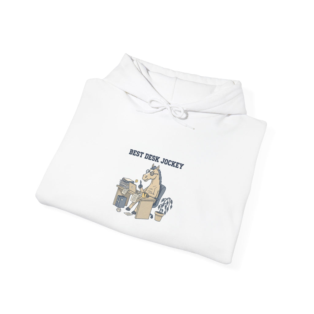 Work Horse Jockey Hoodie | corporate burnout parody, office horse design