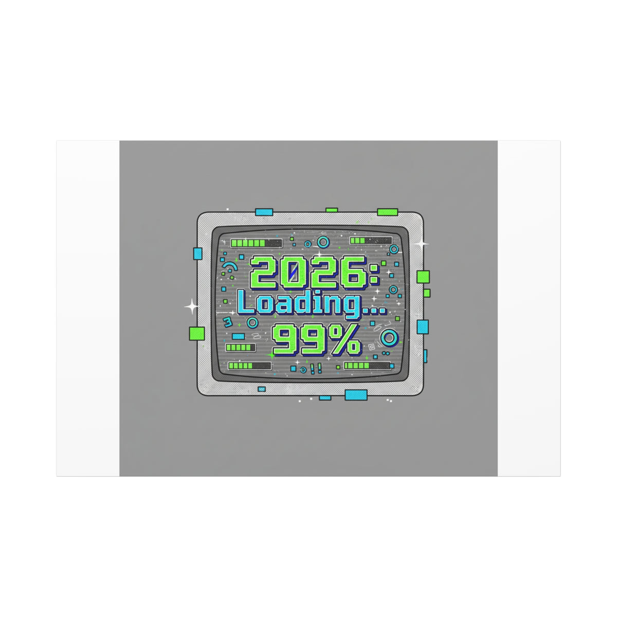 2026 Loading 99% Canvas | NYE countdown, retro system interface