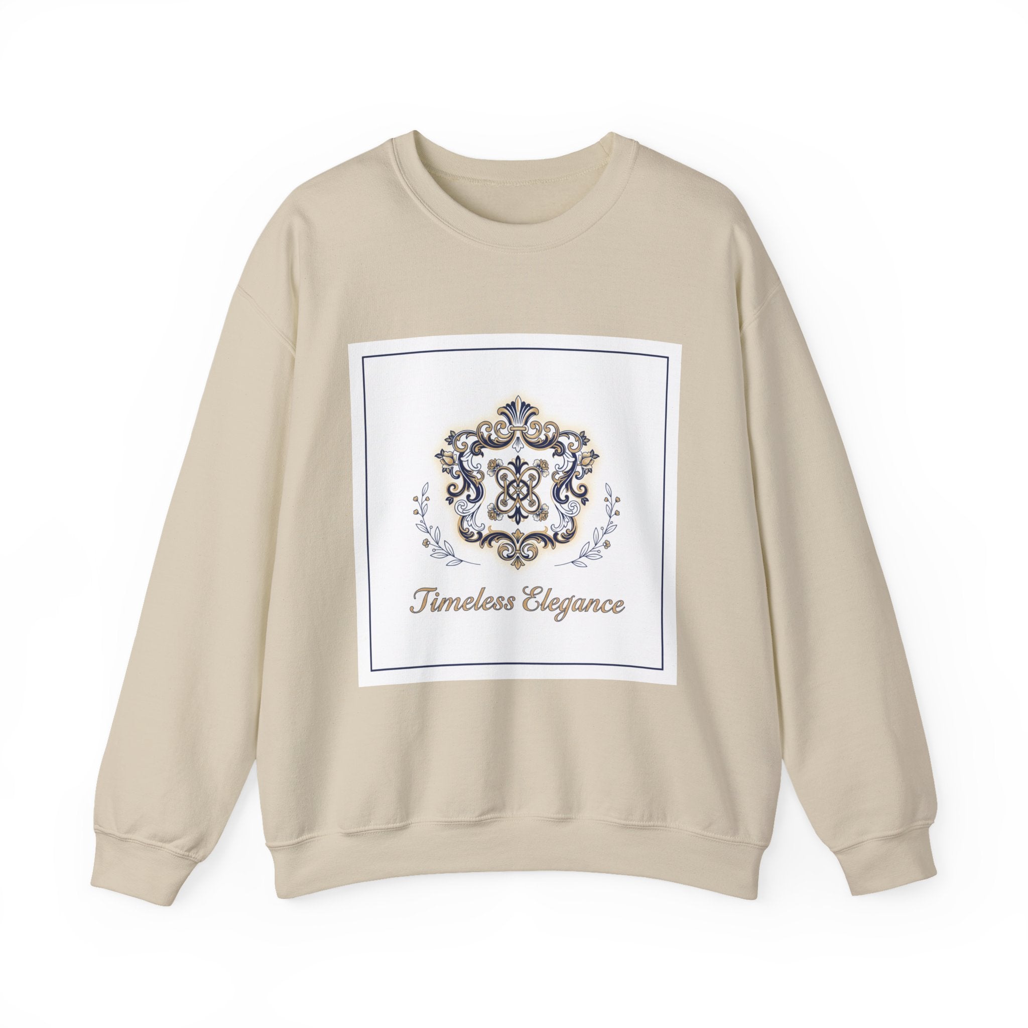 Ornate Pin Emblem Crewneck Sweatshirt | brooch graphic, baroque print