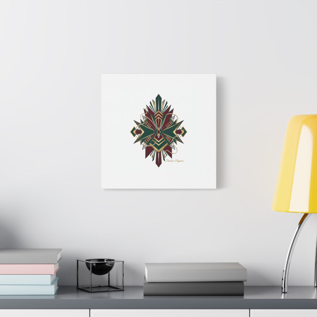Art Deco geometric brass print Canvas | Neo-Deco chrome & gold fan motif