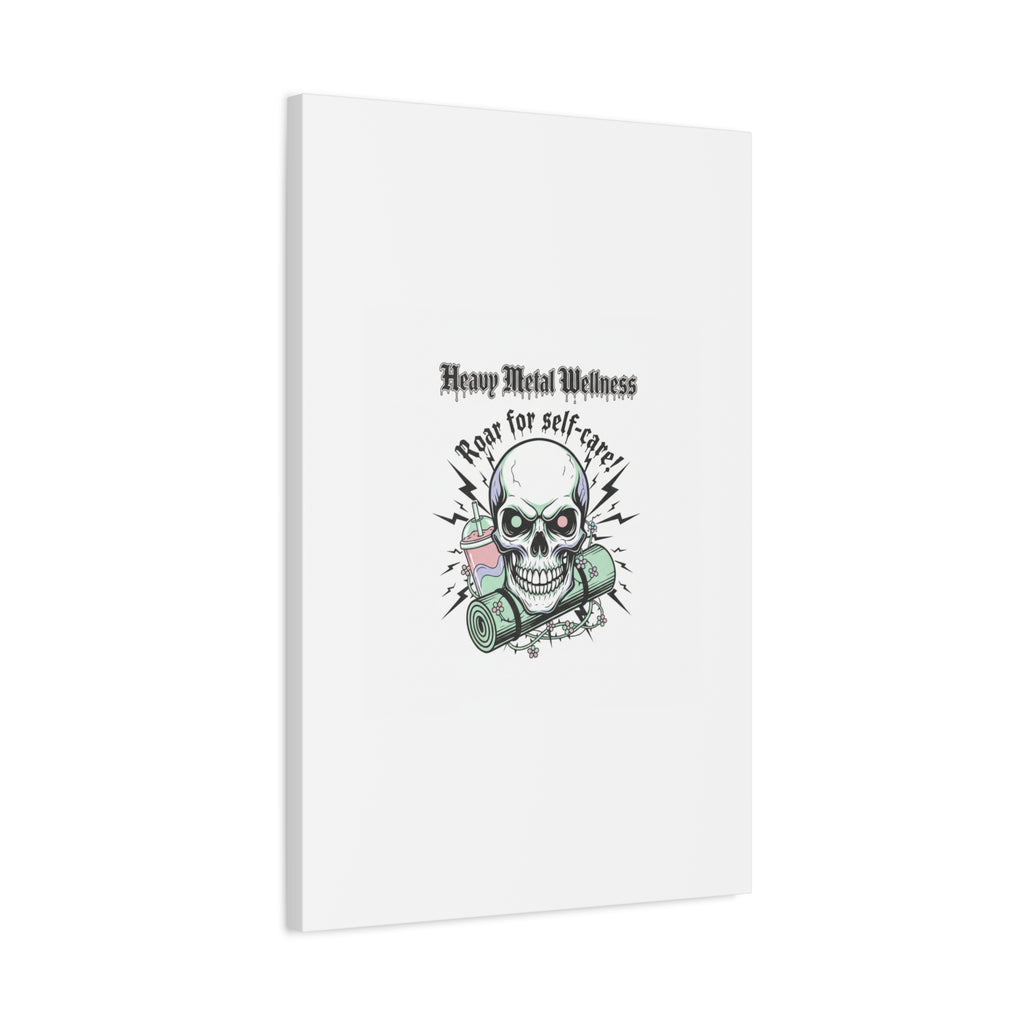 Roar for Self-Care Skull Canvas | heavy metal wellness, gothic wellness quote