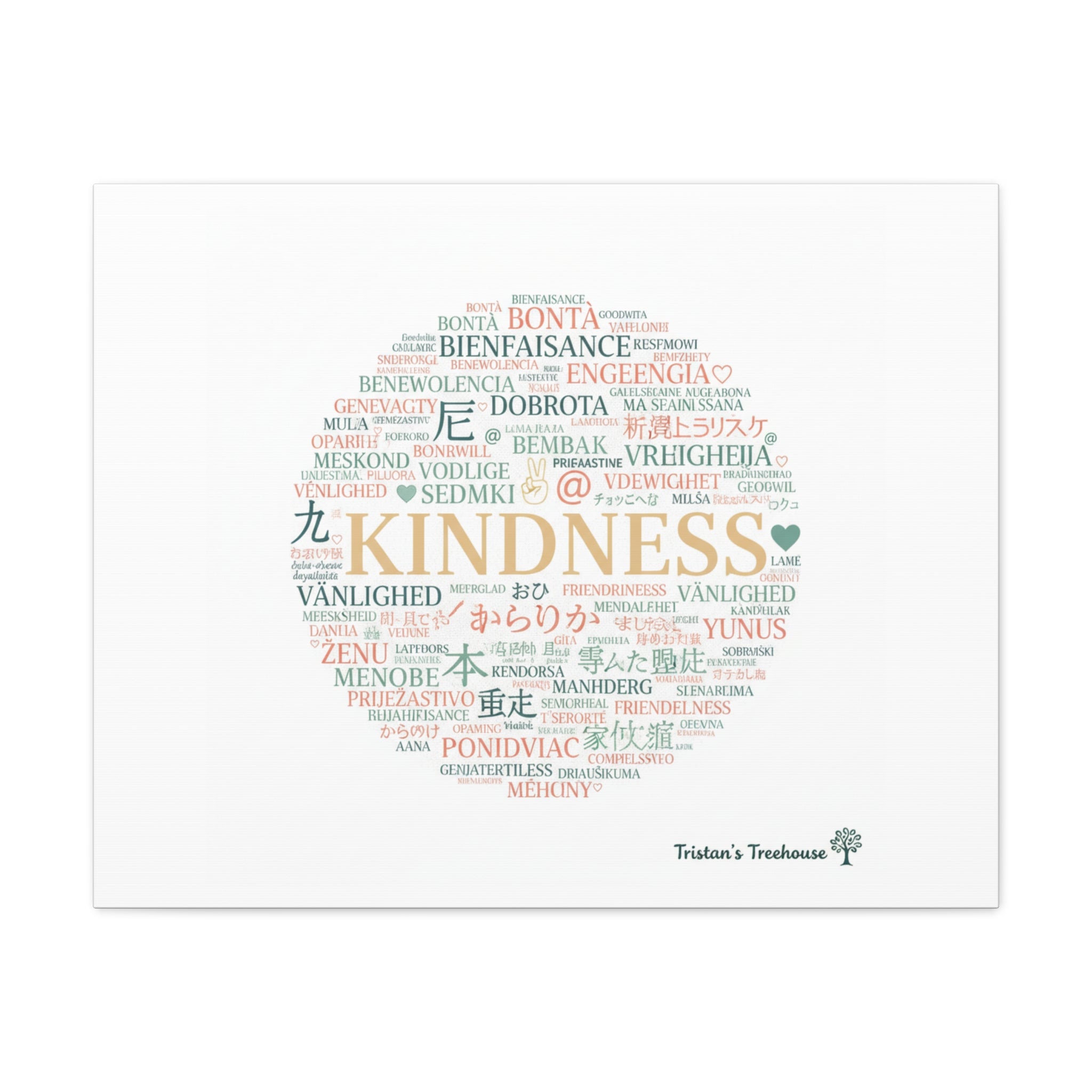 Kindness Word Cloud Canvas | Fresh Start Minimalist Wall Art