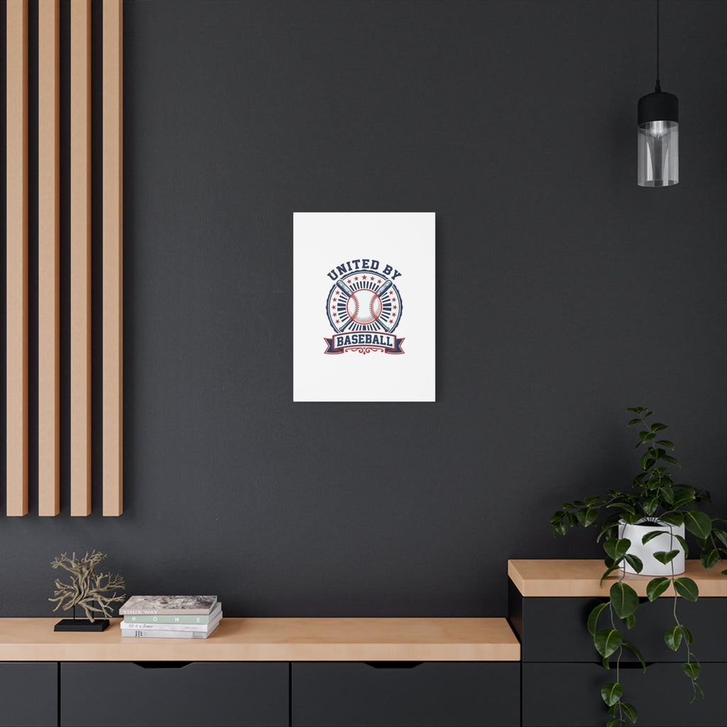 United by Baseball Canvas | Patriotic Baseball Graphic, Red White Blue Wall Art