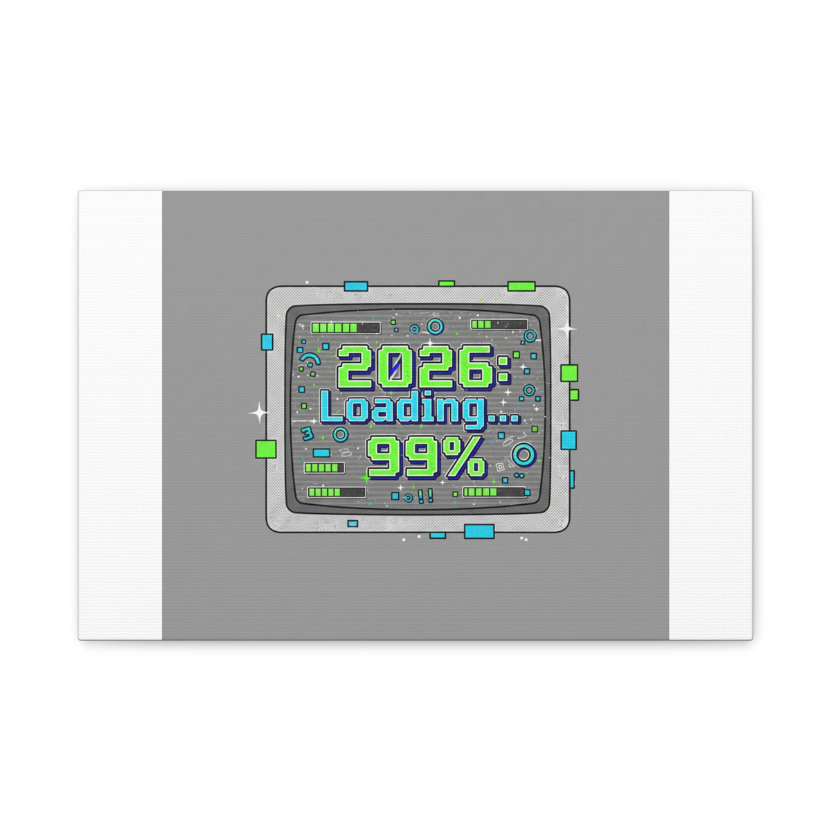 2026 Loading 99% Canvas | NYE countdown, retro system interface