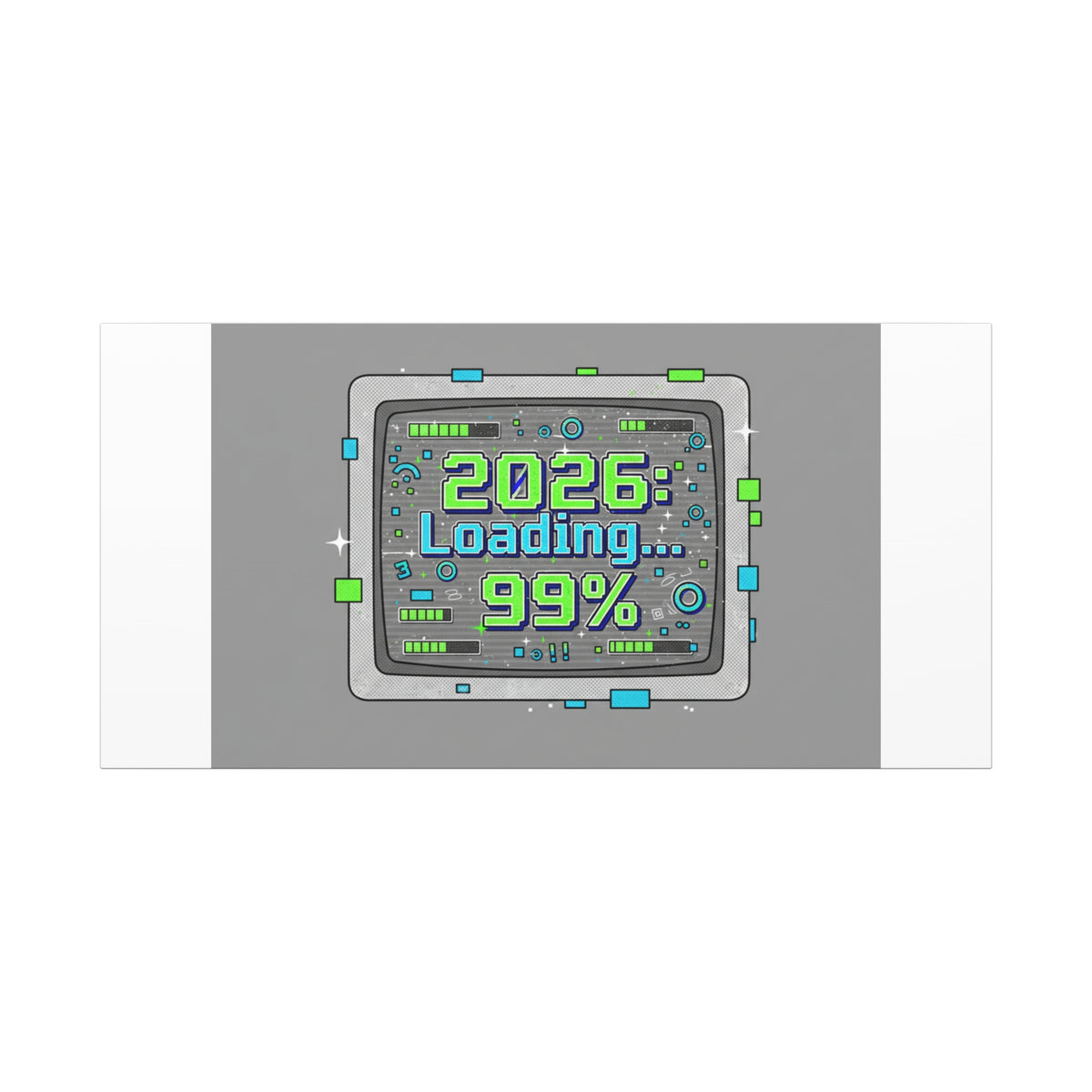 2026 Loading 99% Canvas | NYE countdown, retro system interface