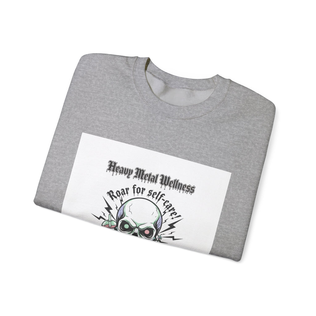 Heavy Metal Wellness Skull Crewneck Sweatshirt | metal font shirt, gothic wellness quote